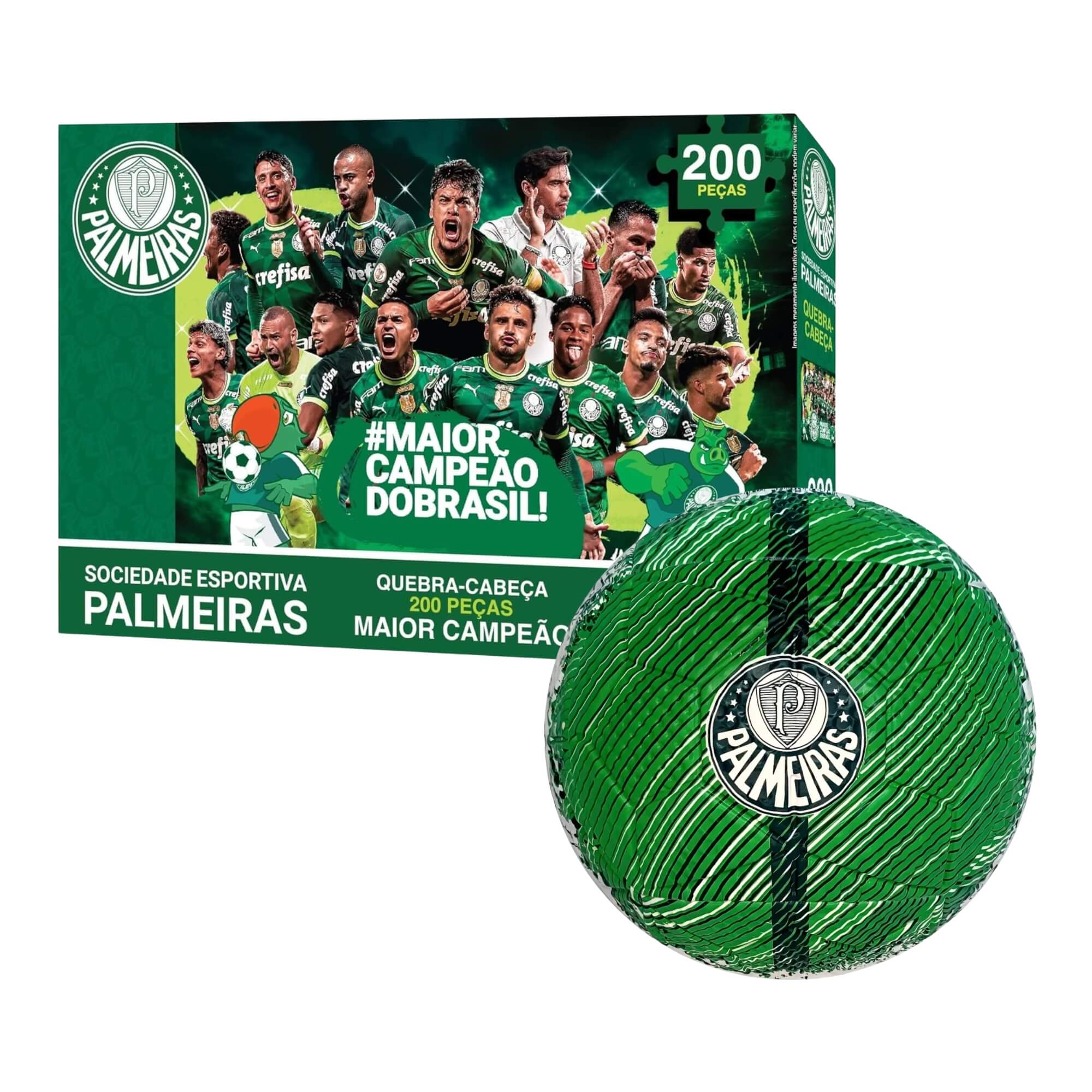 COMP Kit Torcedor Palmeiras Colecionável Quebra Cabeça + Bola