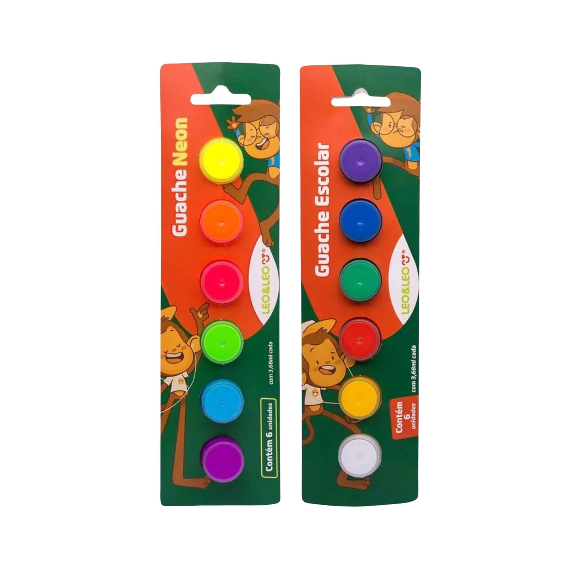 COMP Kit Guache Neon + Guache Escolar 3,68ml por Pote Leo&Leo Leonora