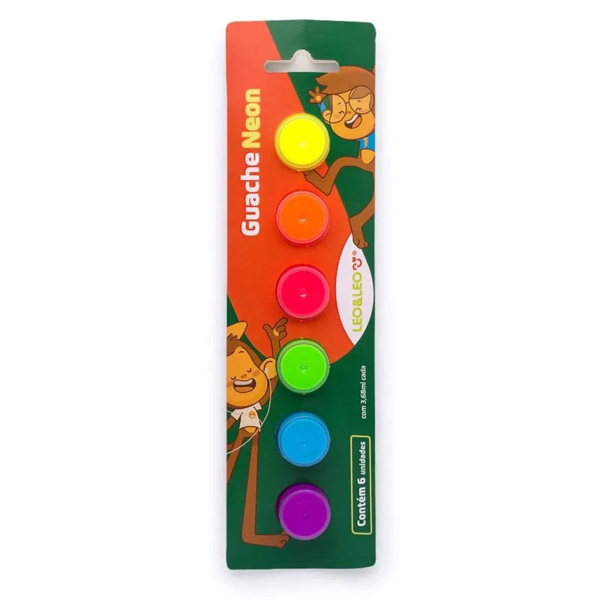 COMP Kit Guache Neon + Guache Escolar 3,68ml por Pote Leo&Leo Leonora