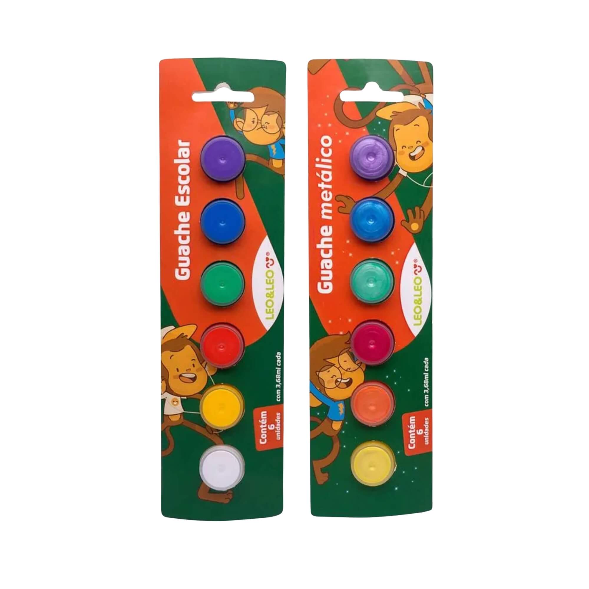 COMP Kit Guache Escolar + Guache Metálico 3,68ml por Pote Leo&Leo Leonora