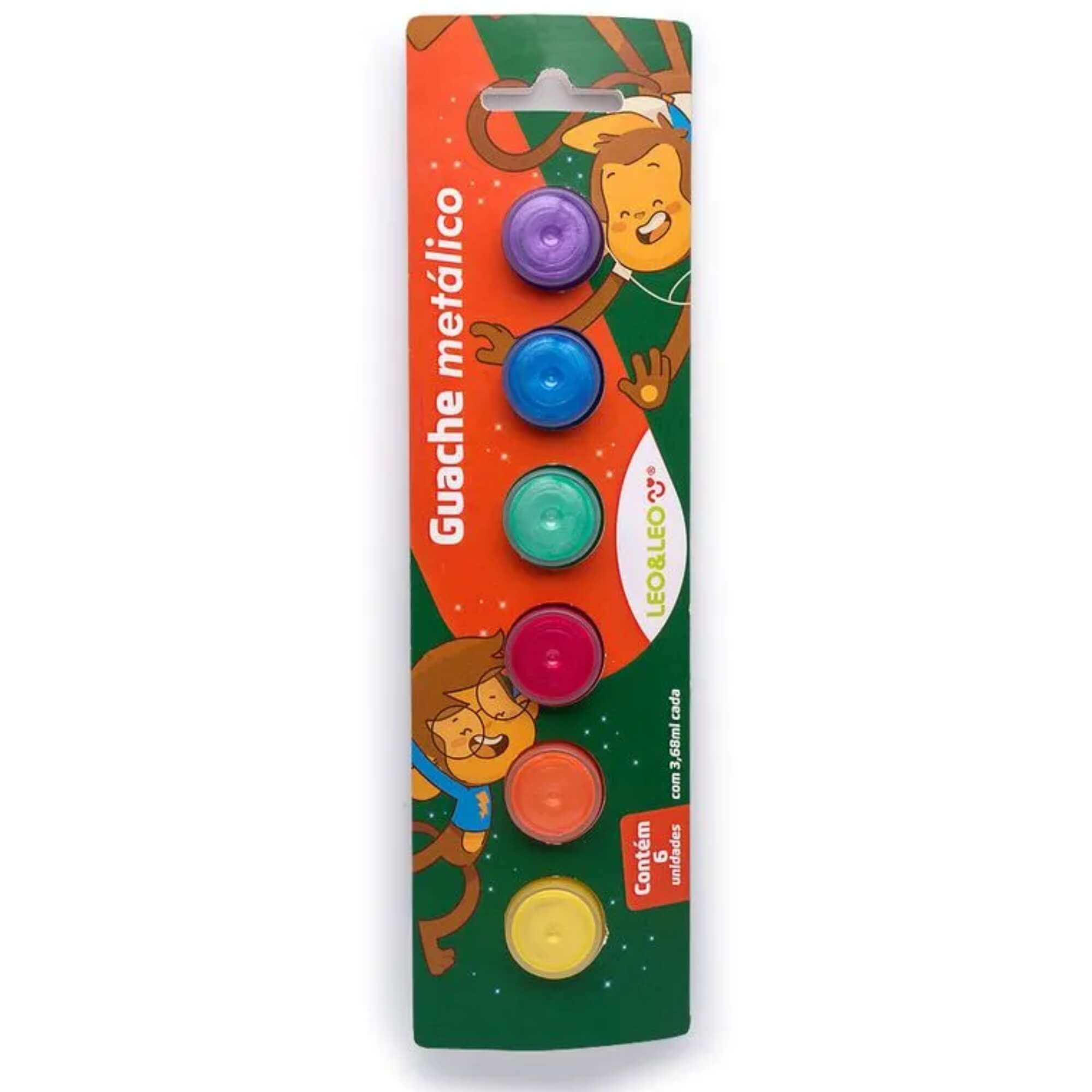 COMP Kit Guache Escolar + Guache Metálico 3,68ml por Pote Leo&Leo Leonora