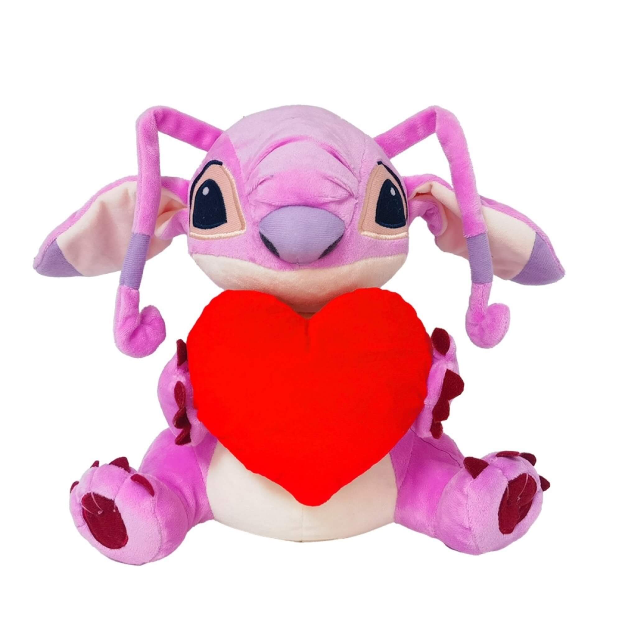 COMP Kit Pelúcia Angel Coração 30cm + Stitch Clássico com Mecanismo Luz e Som 30cm