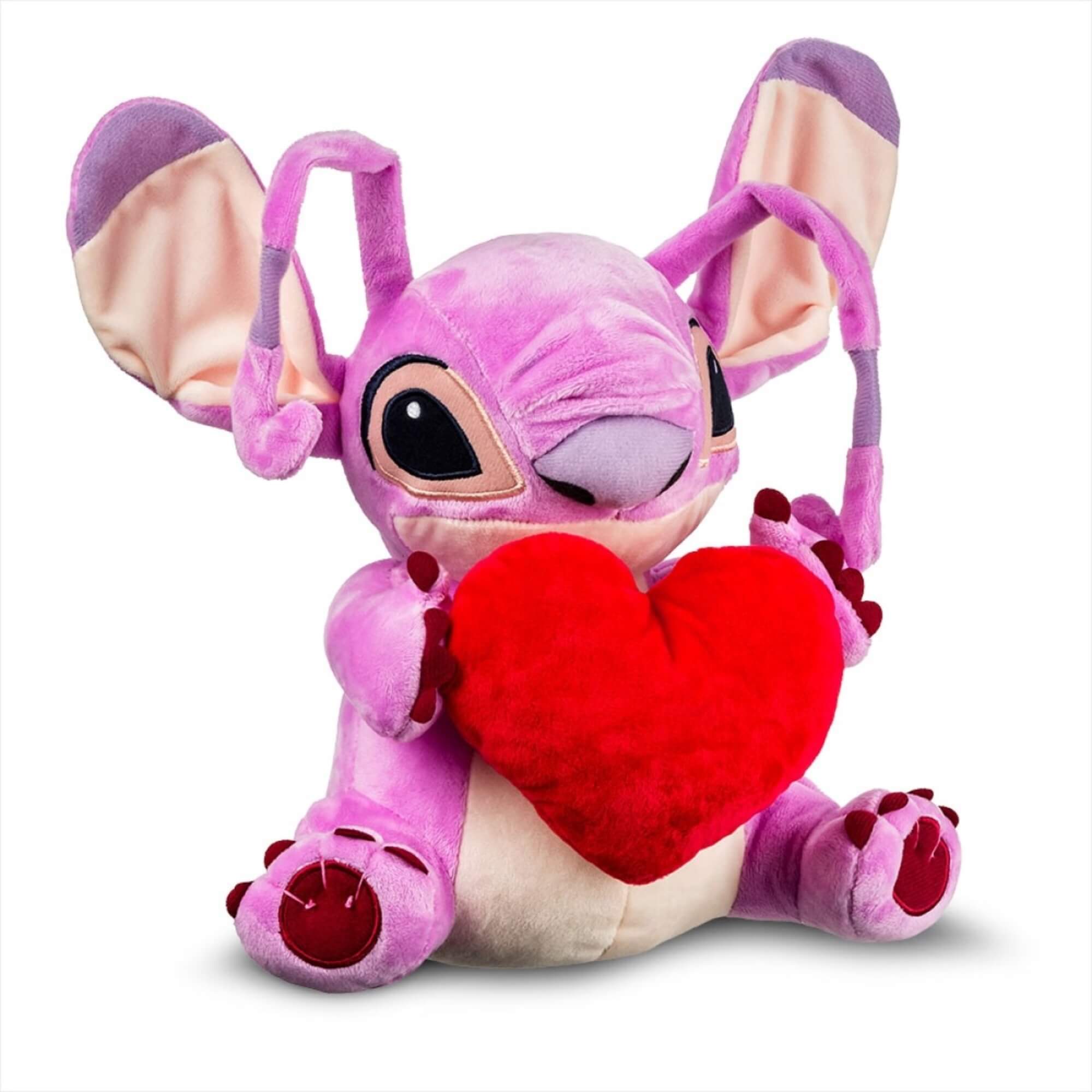 COMP Kit Pelúcia Angel Coração 30cm + Stitch Clássico com Mecanismo Luz e Som 30cm