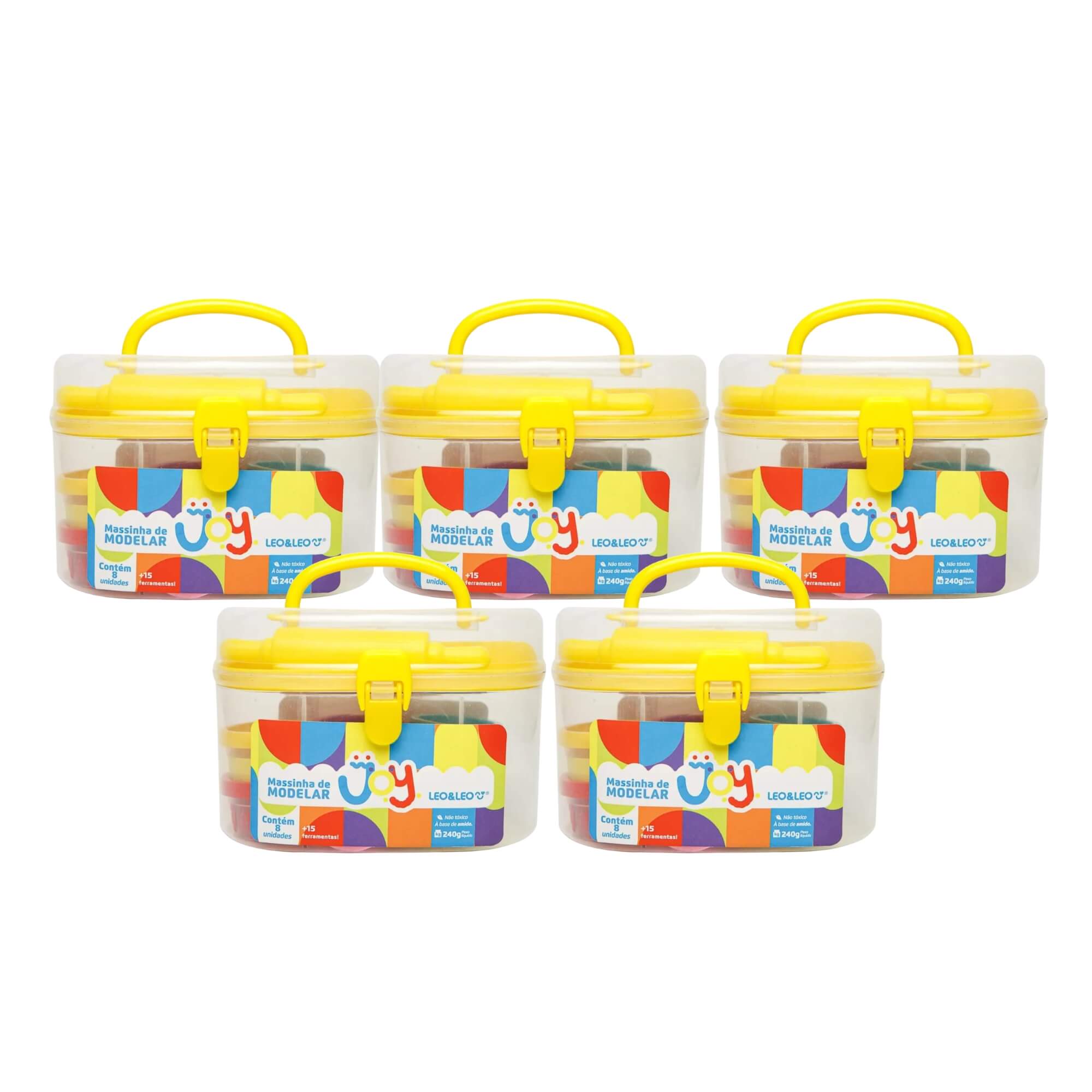 COMP Kit 5x Maletas de Massa de Modelar Joy Maleta - 8 Cores + 15 Moldes Leo&Leo Leonora