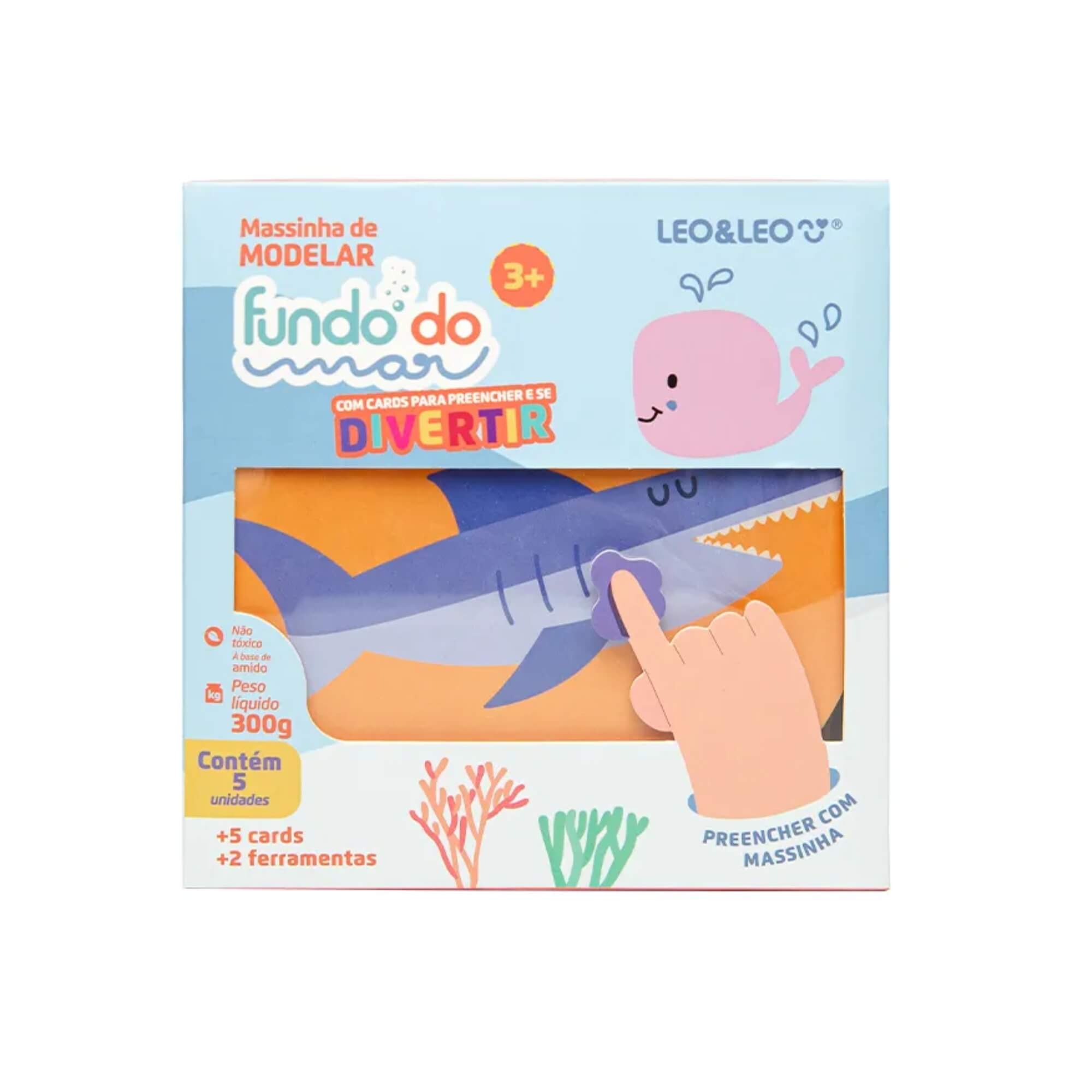 COMP Kit 5 Massas de Modelar Fundo do Mar Leo&leo para Crianças - Diversão Criativa