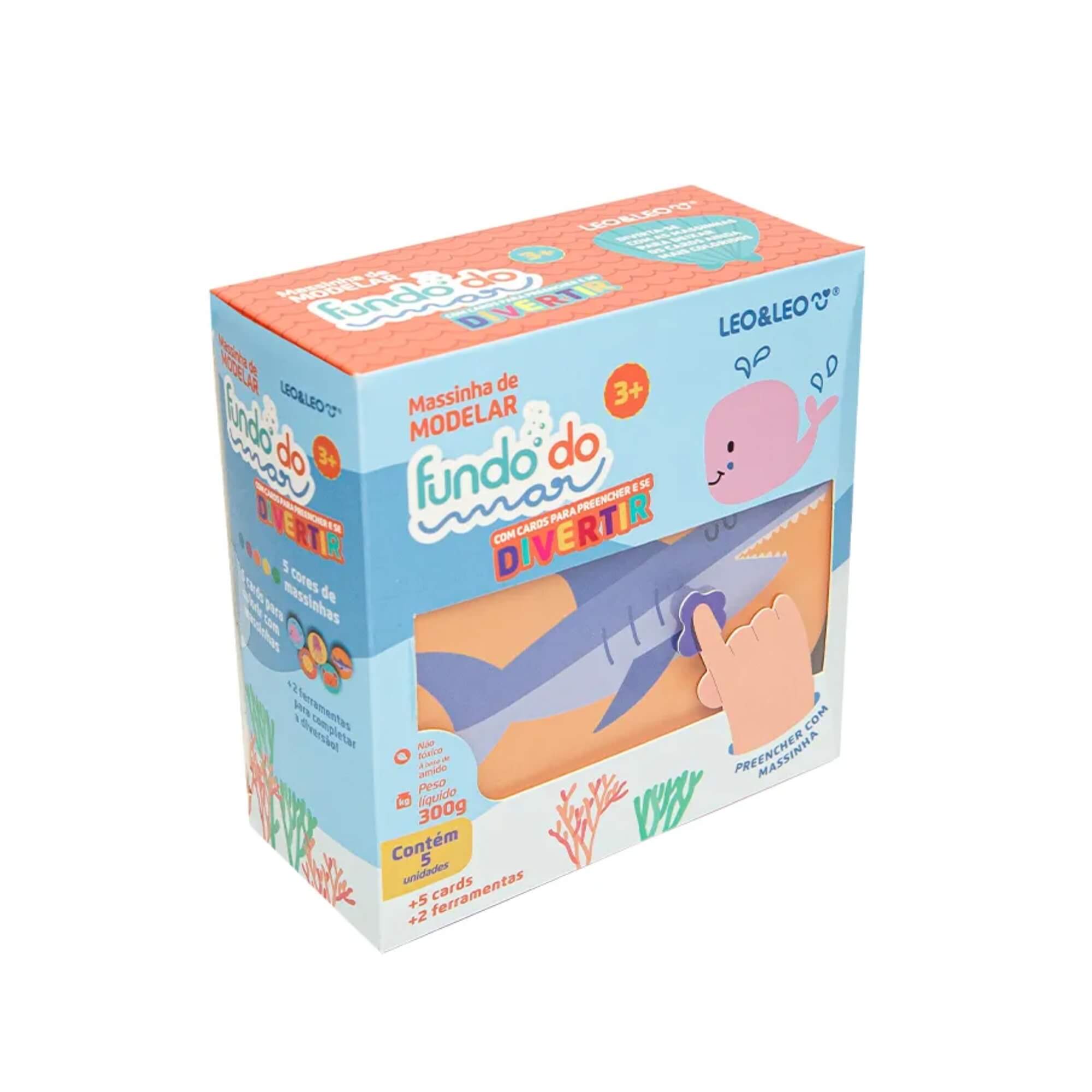 COMP Kit 5 Massas de Modelar Fundo do Mar Leo&leo para Crianças - Diversão Criativa