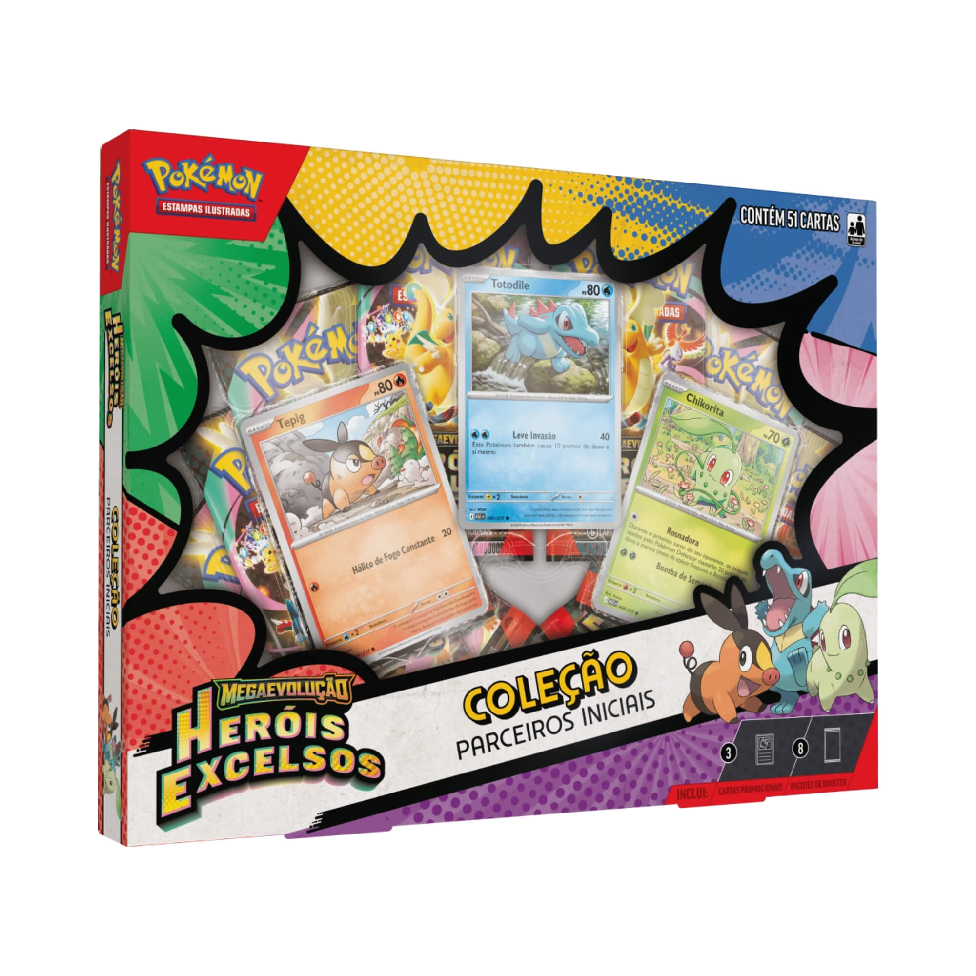 Box Pokemon Mega Evolução Heróis Excelsos Coleção Parceiros Iniciais Copag - 36446