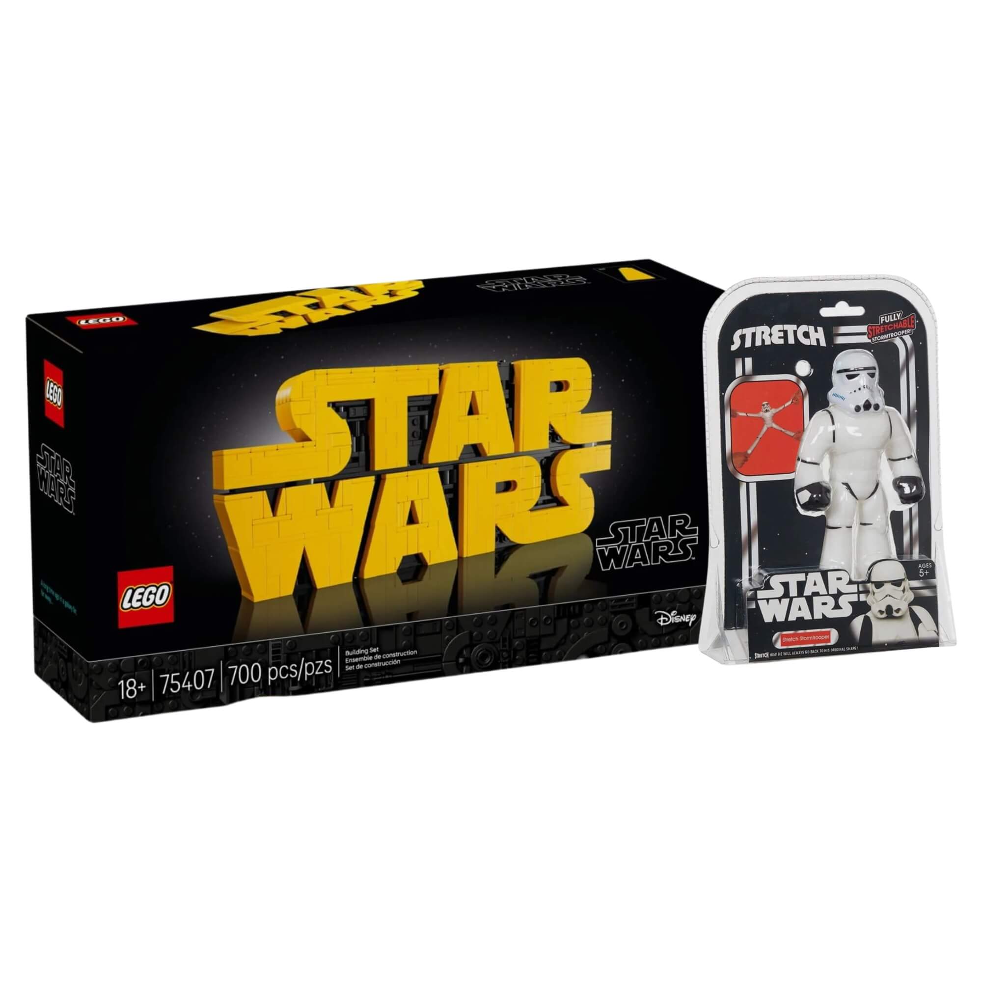 COMP Kit Star Wars Logo Decorativa + Boneco Storm Trooper Geek Colecionável Presente