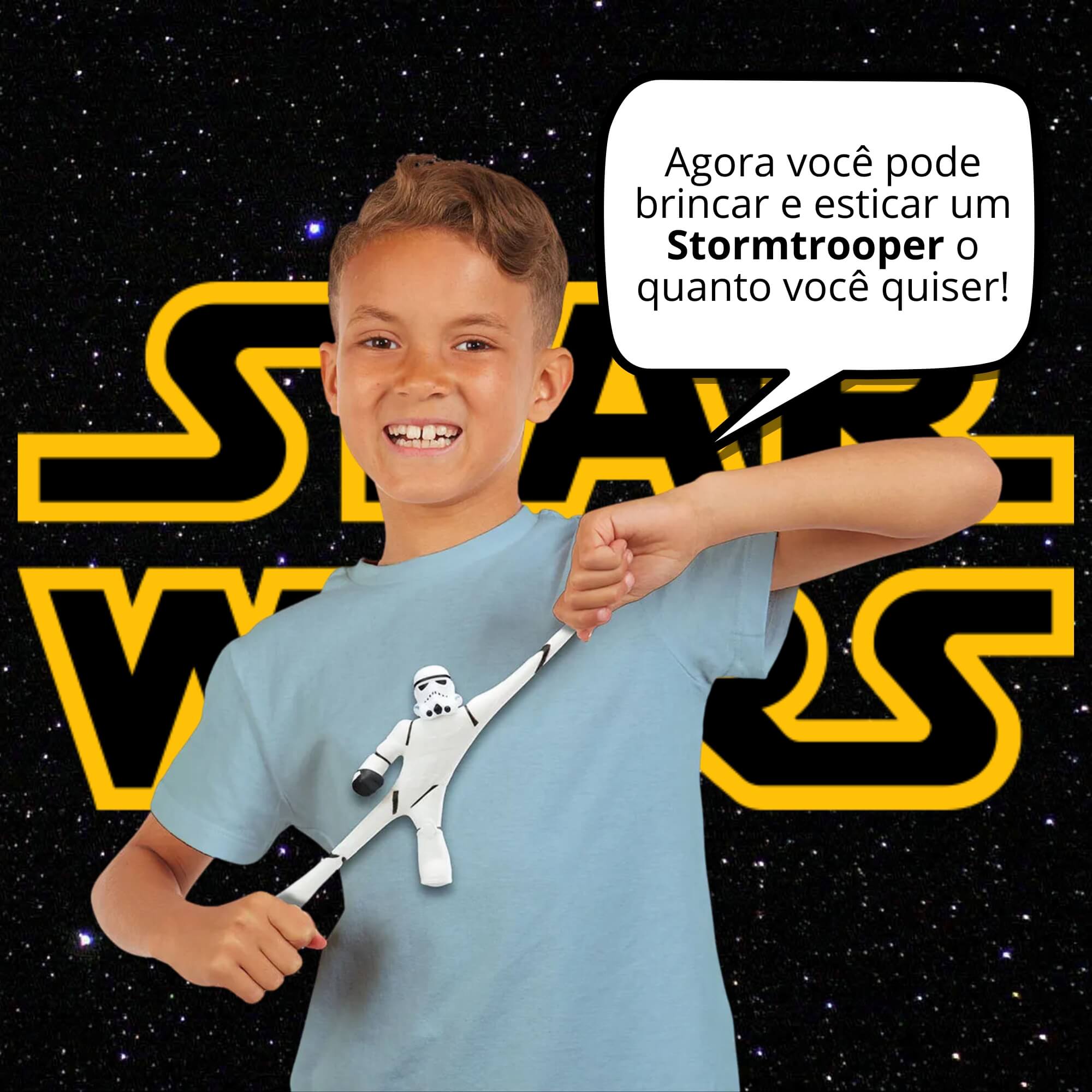 COMP Kit Star Wars Logo Decorativa + Boneco Storm Trooper Geek Colecionável Presente