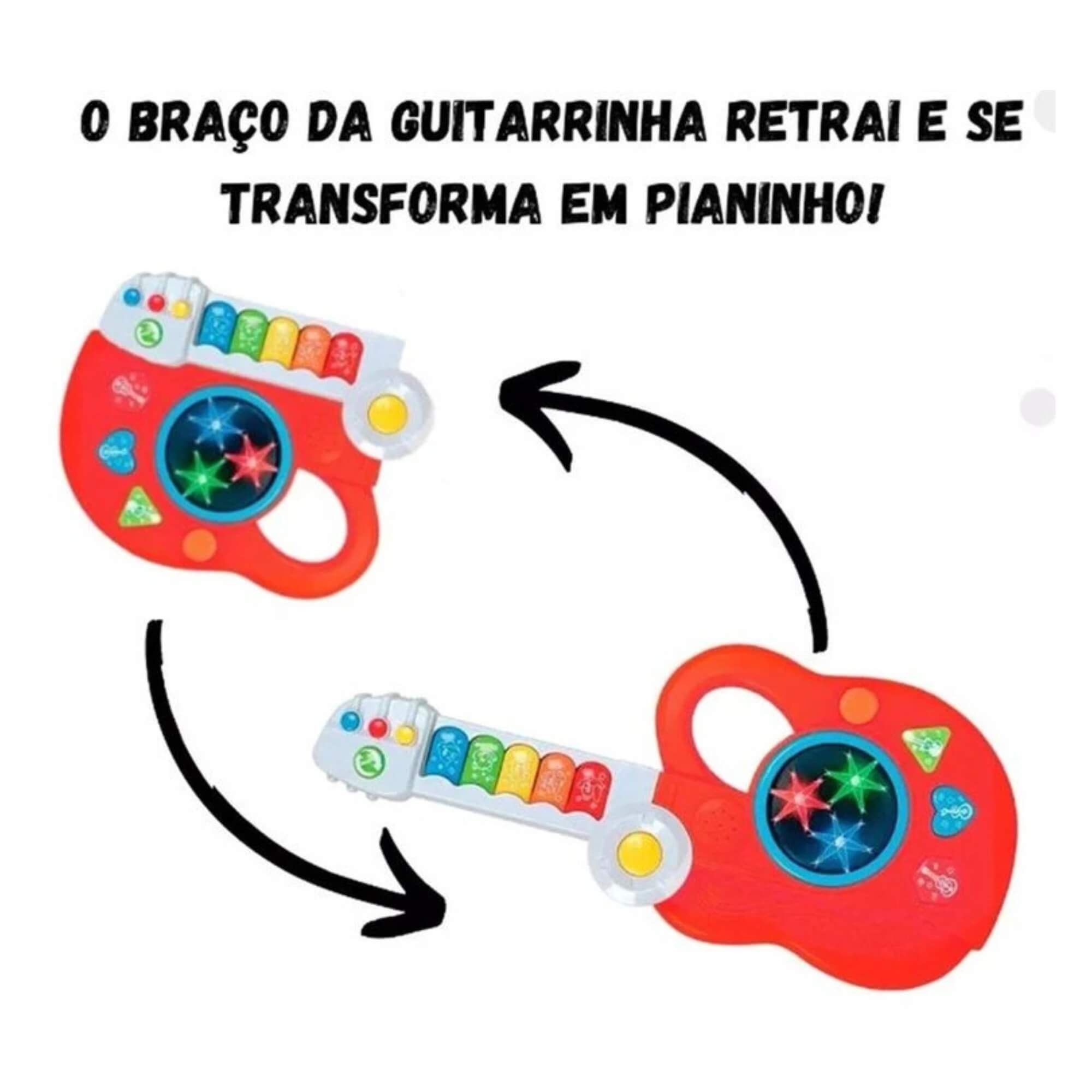COMP Kit Instrumentos Musicais Infantis - Guitarra Tambor e Piano Xilofone Braskit