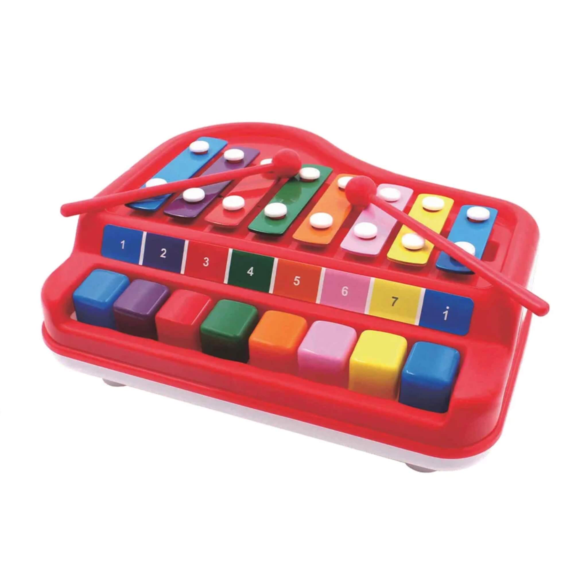 COMP Kit Instrumentos Musicais Infantis - Guitarra Tambor e Piano Xilofone Braskit