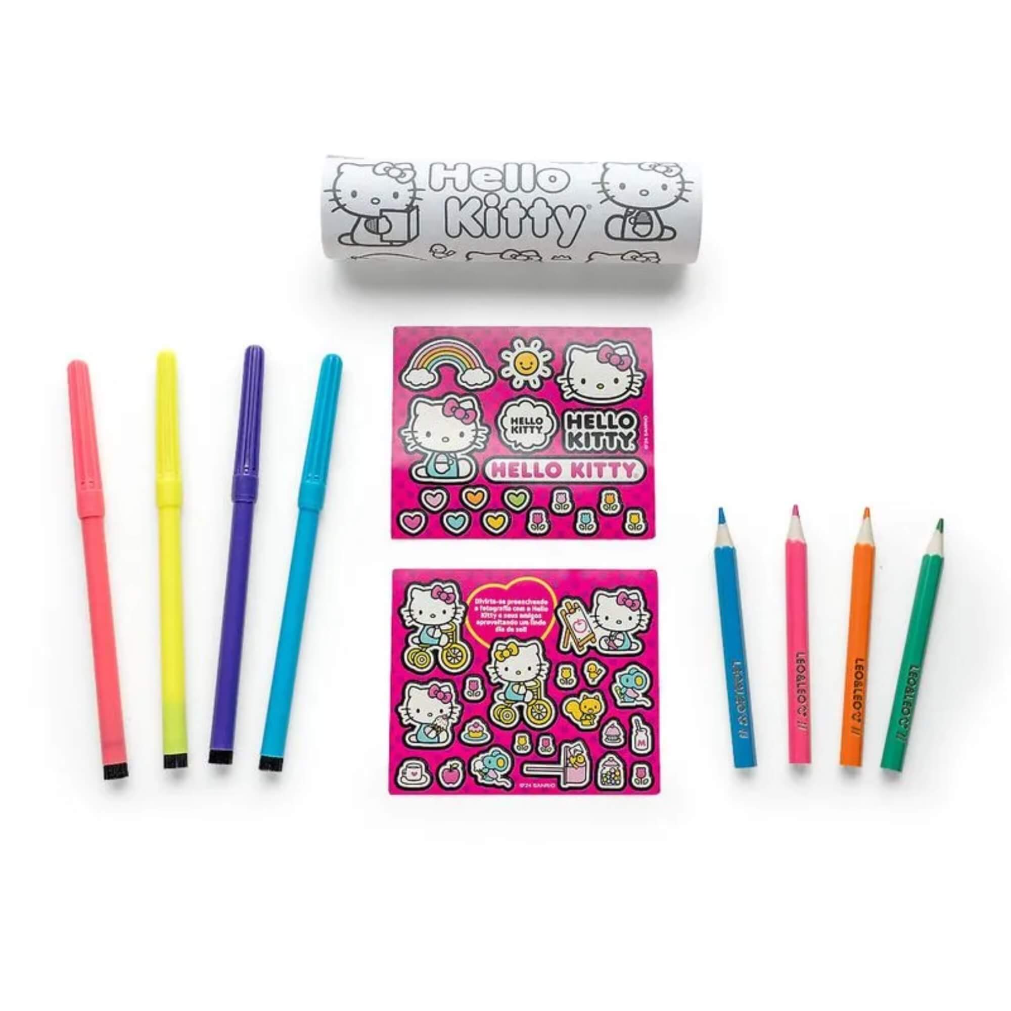 COMP Kit Pintura Hello Kitty Leonora para Crianças - Avental + Kit de Pintura