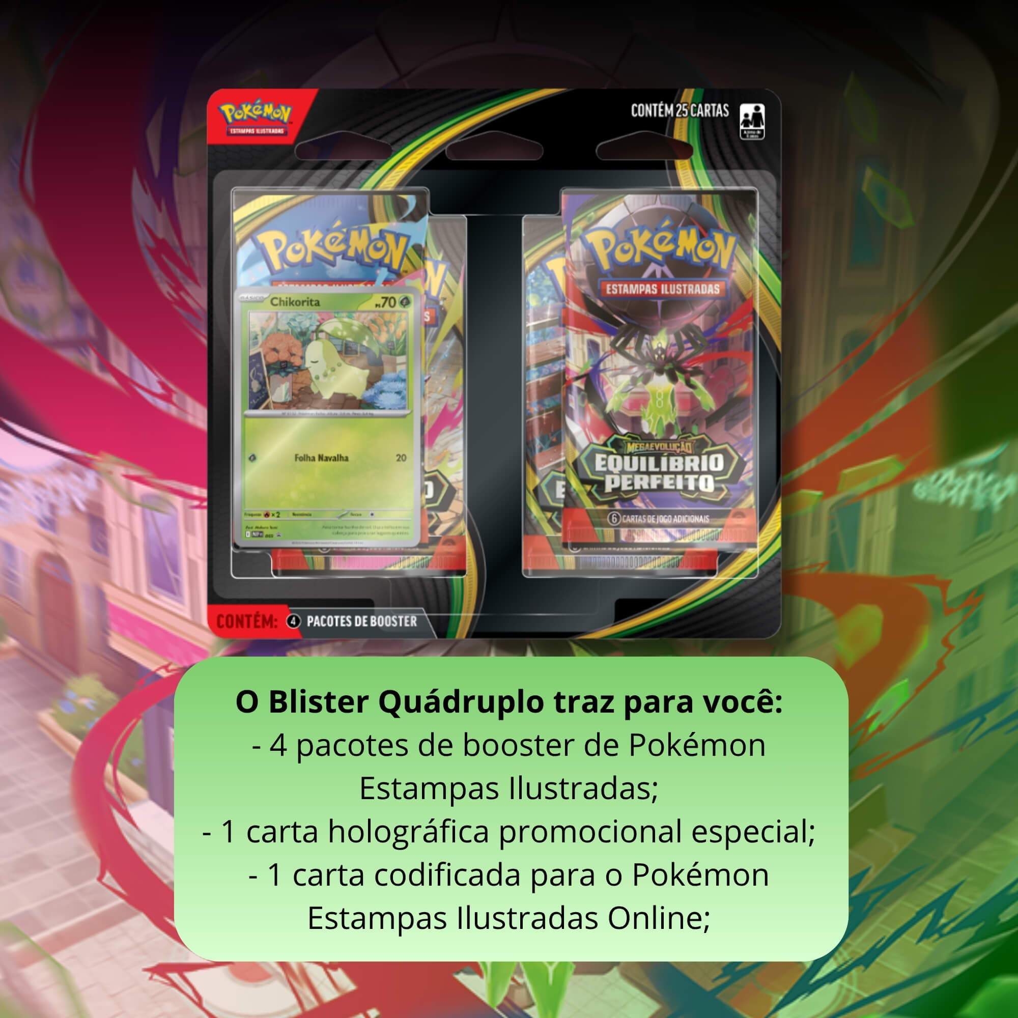 Blister Quádruplo Equilíbrio Perfeito Mega Evolução Pokemon TCG Copag - 36862  (PAR)
