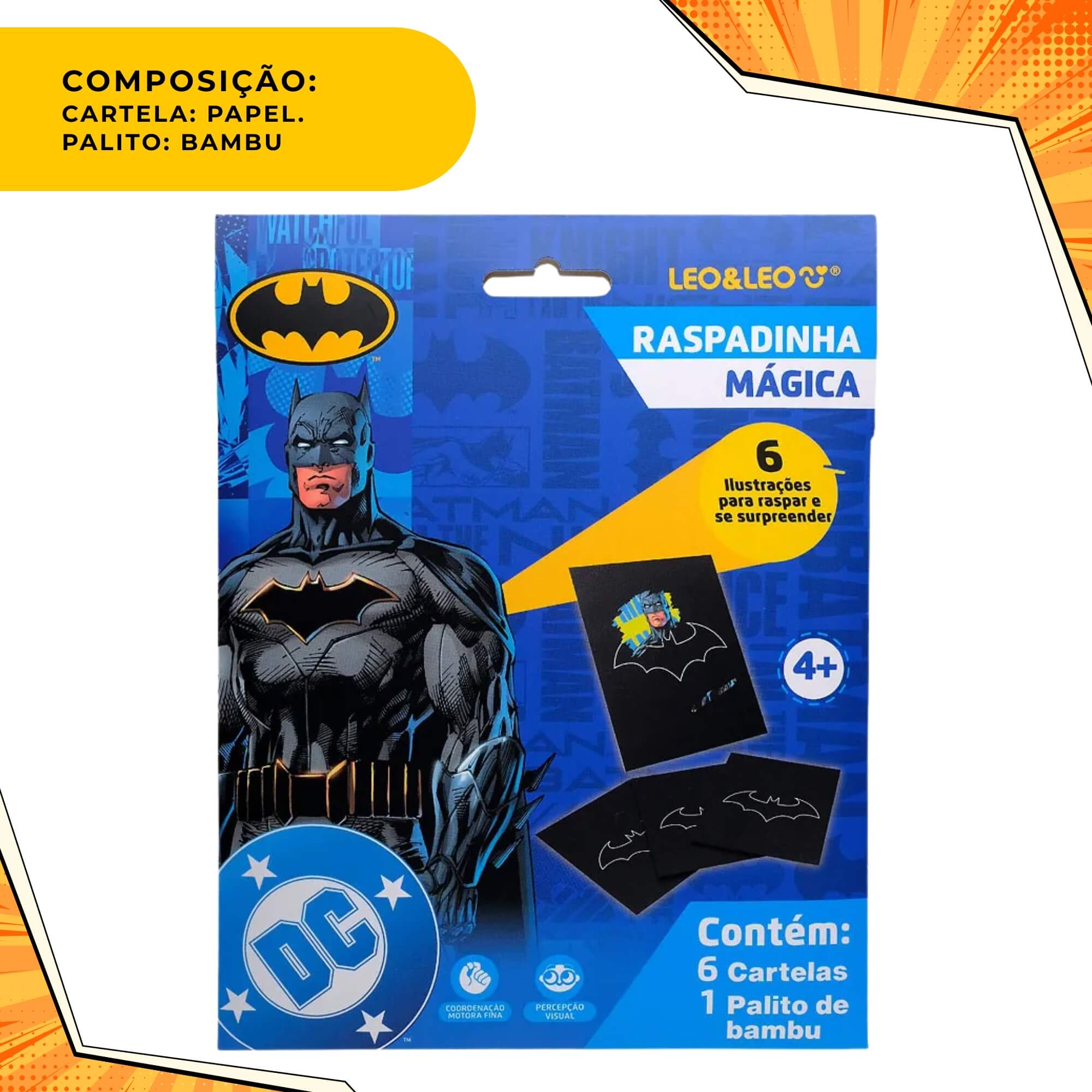 Raspadinha Mágica Batman Envelope c/ 6 Cartelas Leo&Leo Leonora - 10651