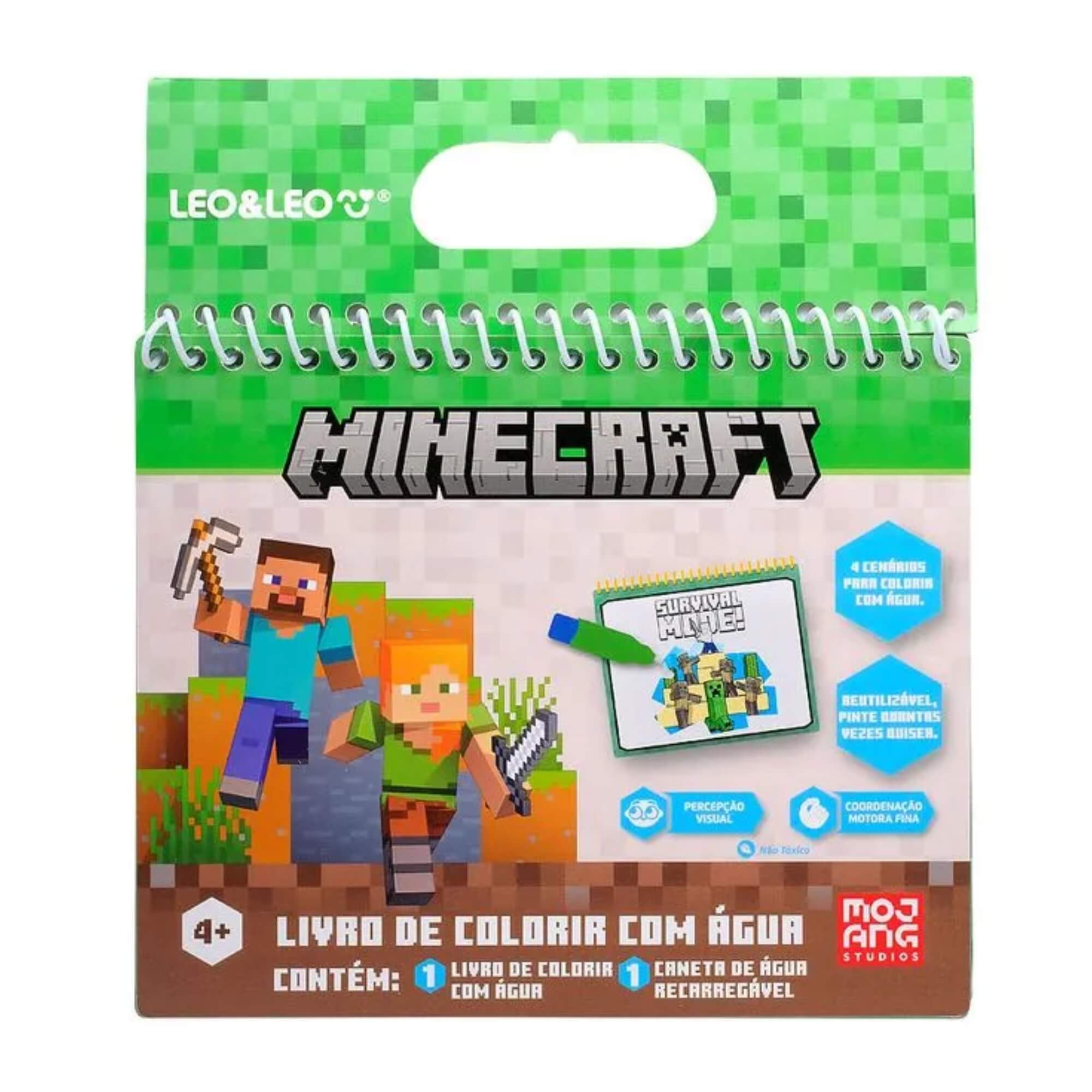 Livro de Colorir com Água Minecraft Oppbag Leo&Leo Leonora - 10653