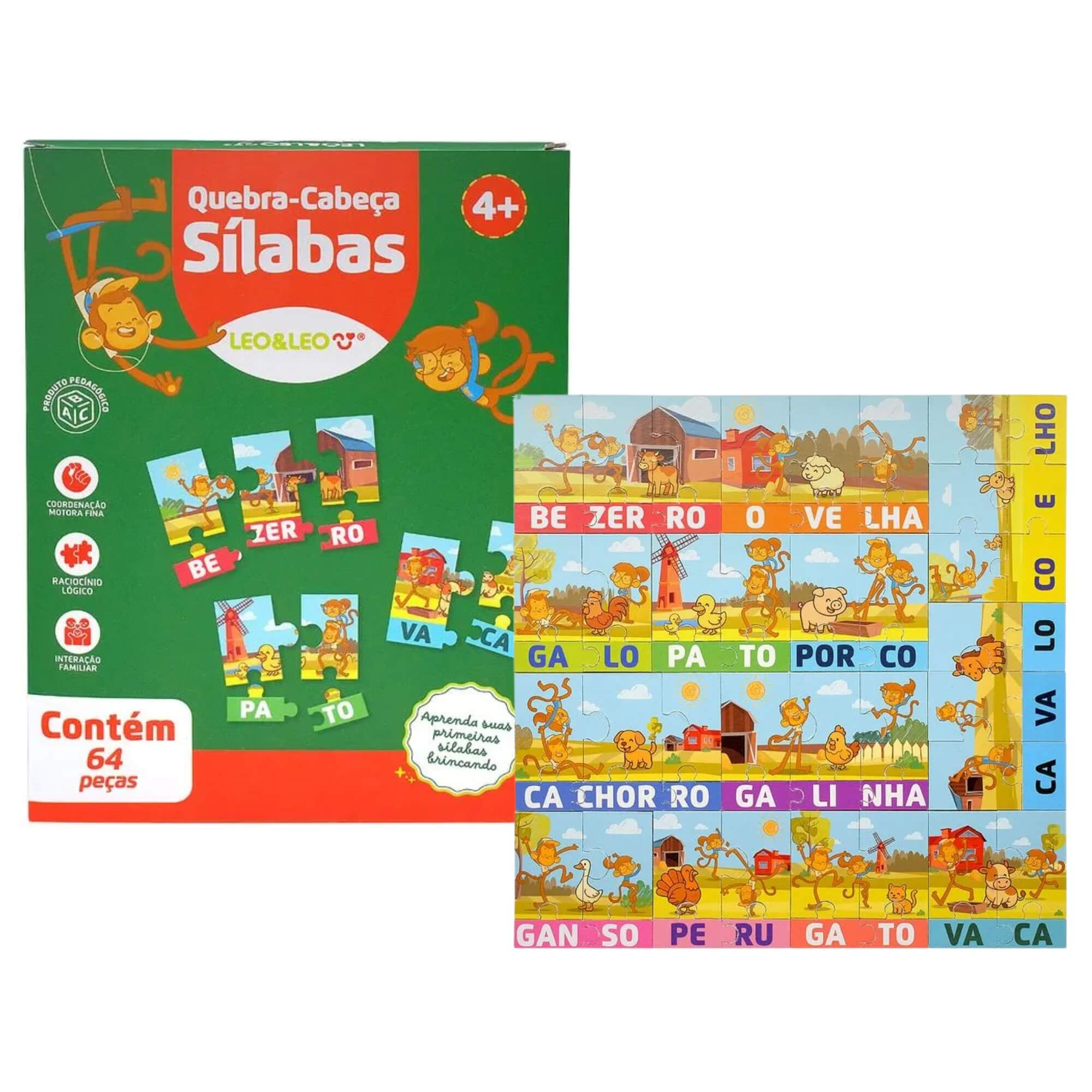 Quebra-Cabeça Sílabas 64 Peças Leo&Leo Leonora - 10640