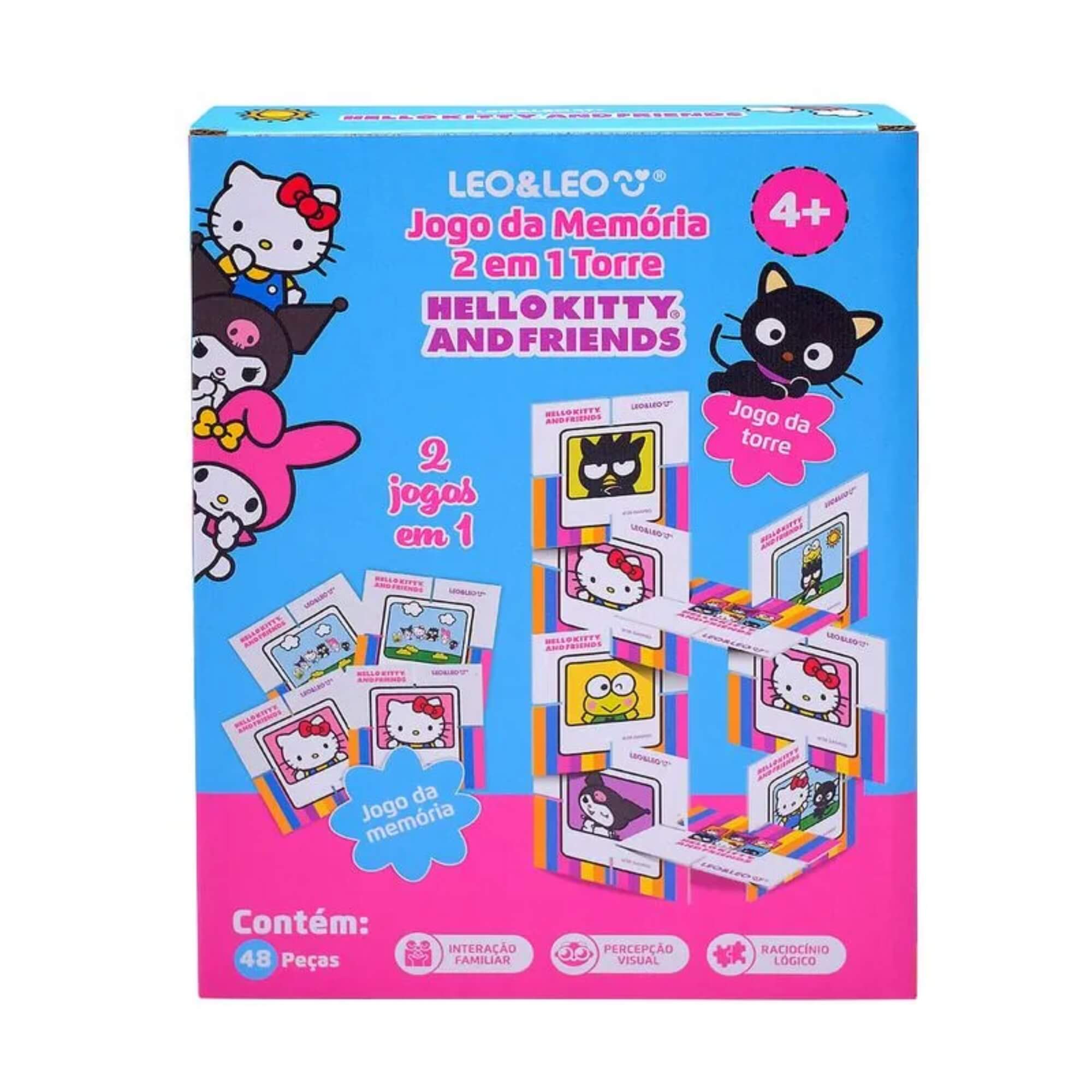 Jogo da Memória 2 em 1 Torre Hello Kitty 48 Peças Leo&Leo Leonora - 10656