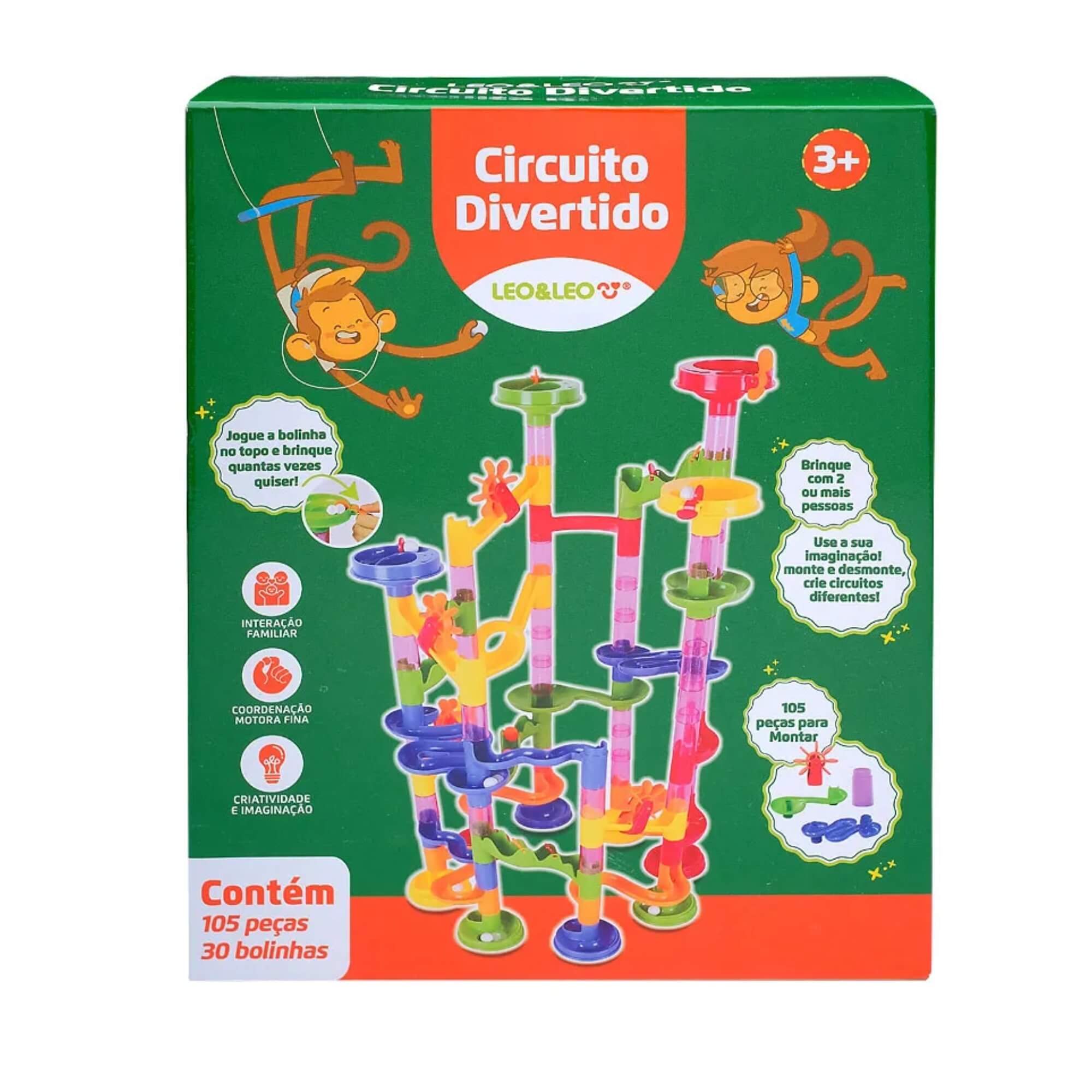 Circuito Divertido Monta e Desmonta Caixa com 105 Peças Leo&Leo Leonora - 10664
