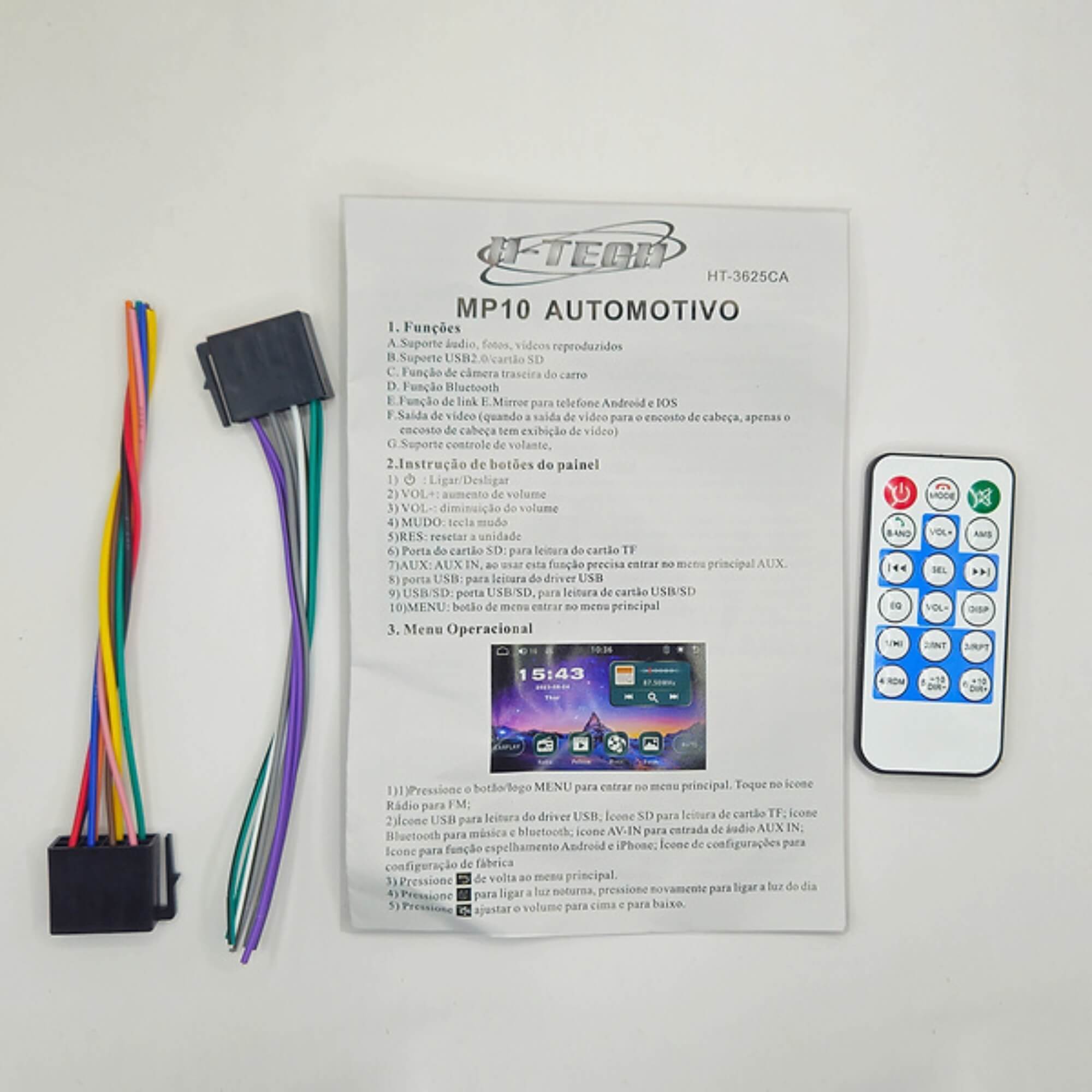 COMP Kit Multimidia MP5 2 DIN 7 Polegadas + Câmera de Ré