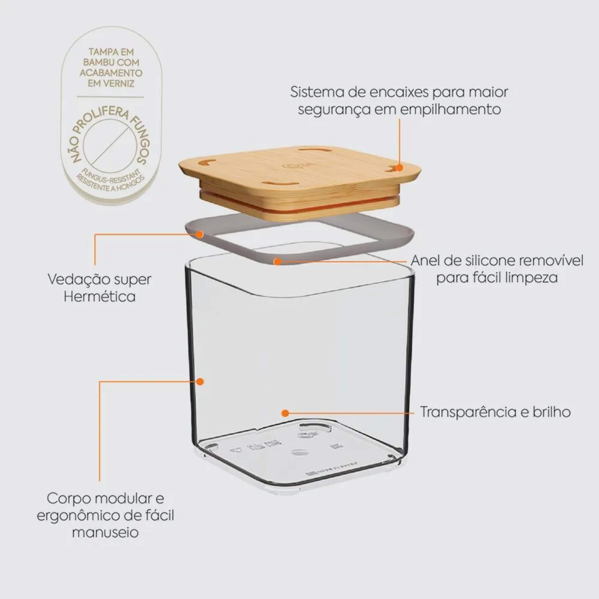 COMP Kit Organizador 2 Potes Herméticos 230ml Cada Brinox
