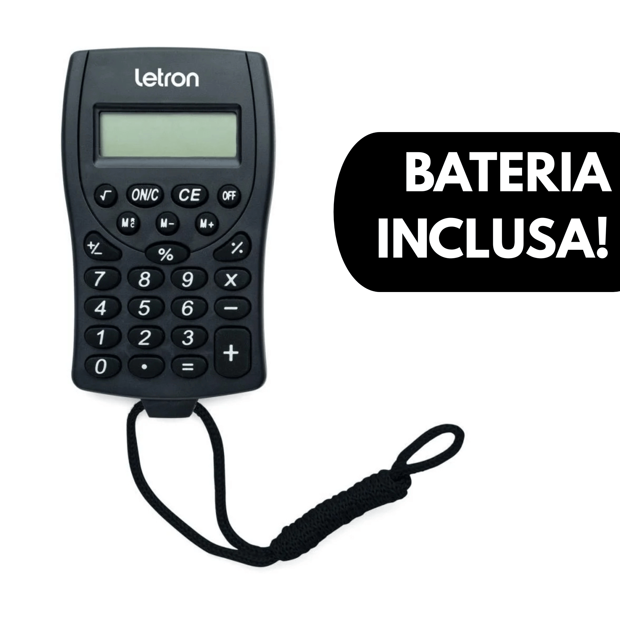 VAR Calculadora de Bolso 8 Dígitos com Cordão e Bateria (Escolha) Cor:Preto