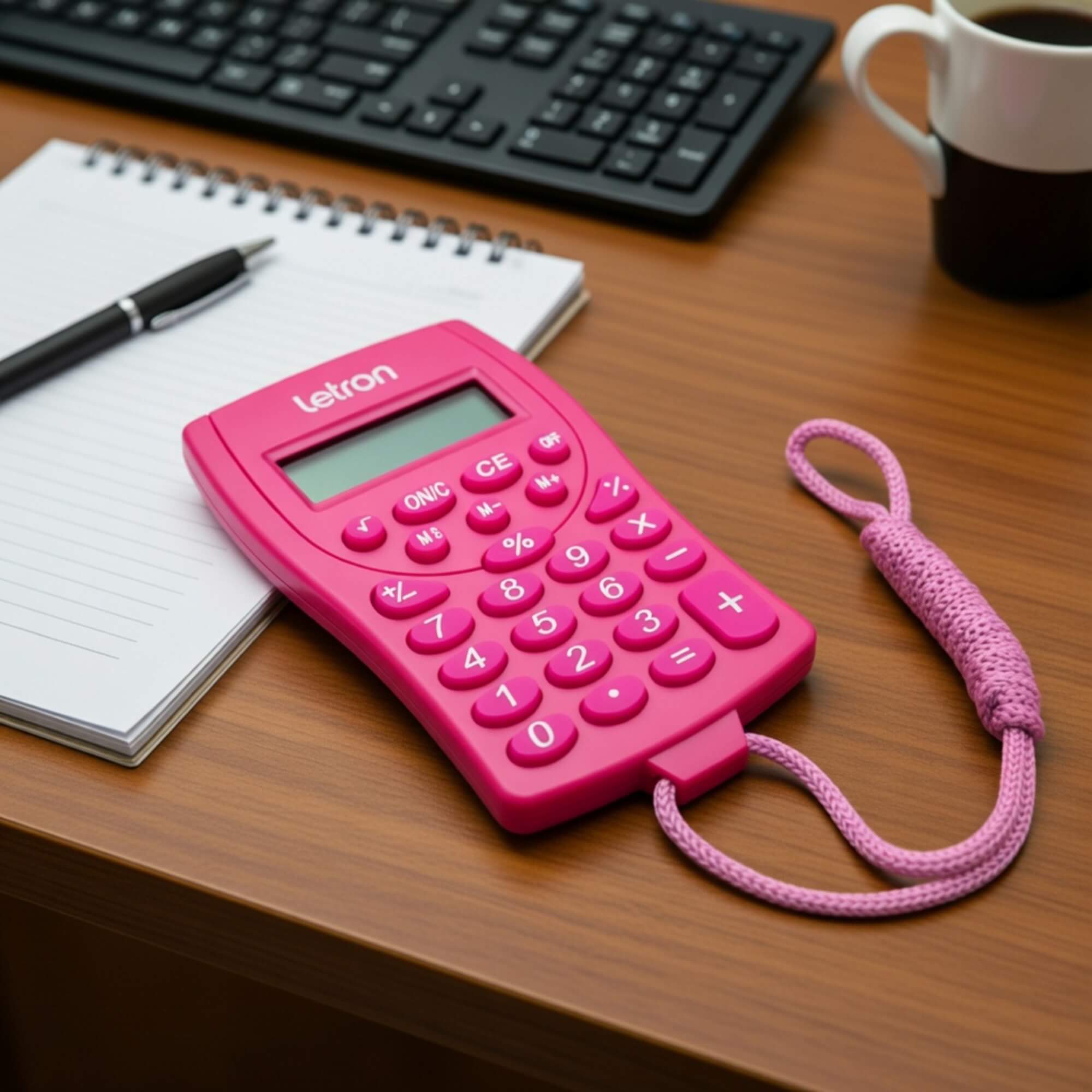 VAR Calculadora de Bolso 8 Dígitos com Cordão e Bateria (Escolha) Cor:Rosa