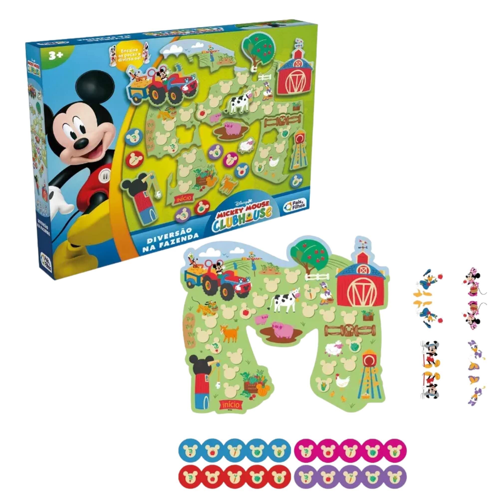 Jogo de Tabuleiro Diversão na Fazenda Mickey Pais e Filhos - 793595-1