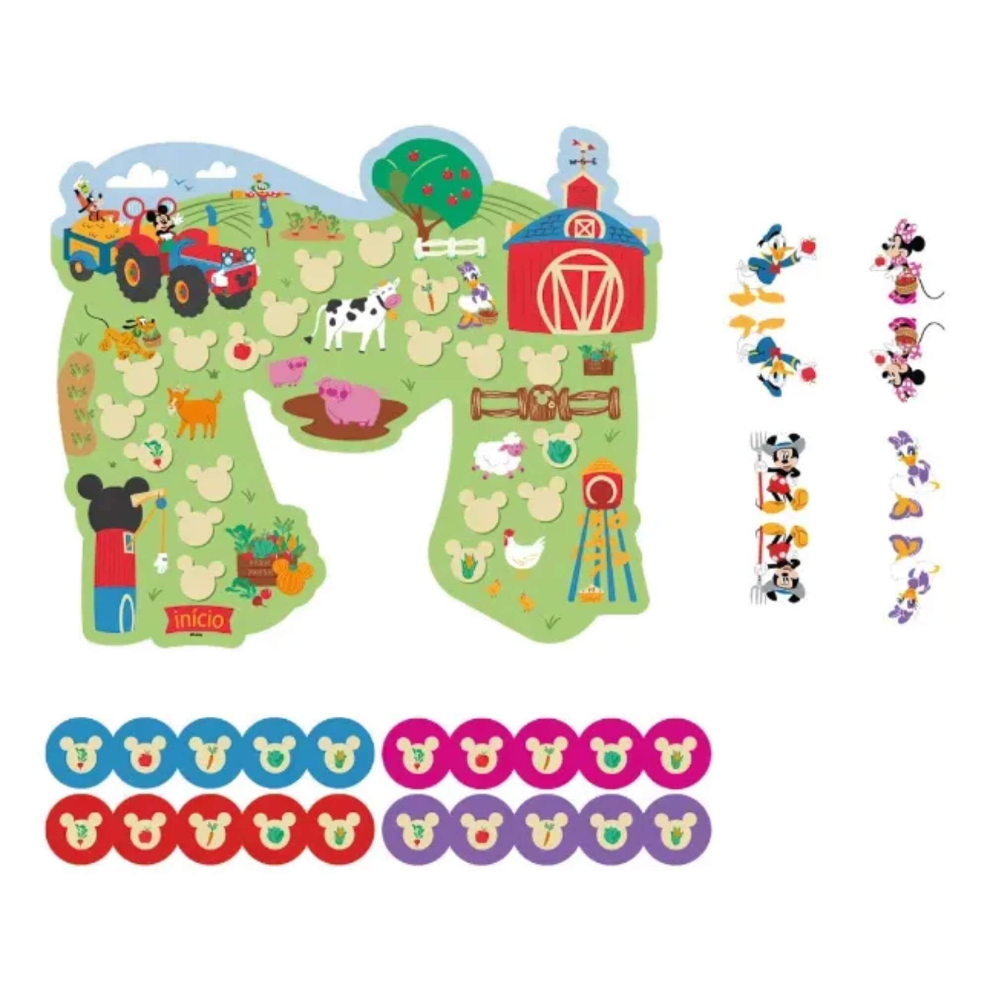 Jogo de Tabuleiro Diversão na Fazenda Mickey Pais e Filhos - 793595-1
