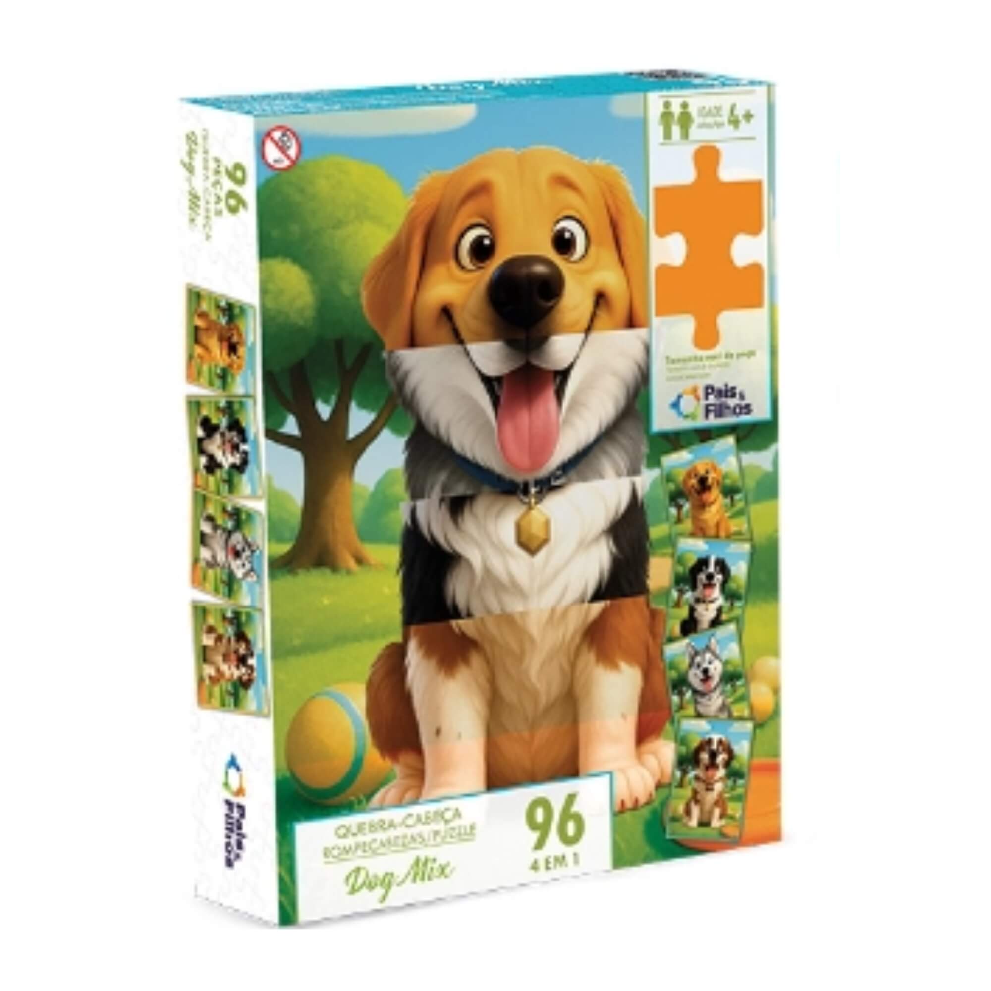 Jogo Quebra-Cabeça Dog Mix 96 Peças Pais e Filhos - 793599-1