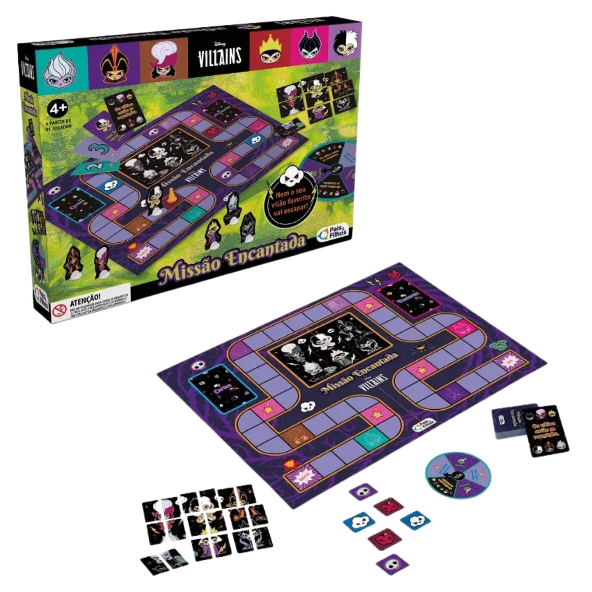 Jogo de Tabuleiro Missão Encantada Vilões da Disney Pais e Filhos - 793816