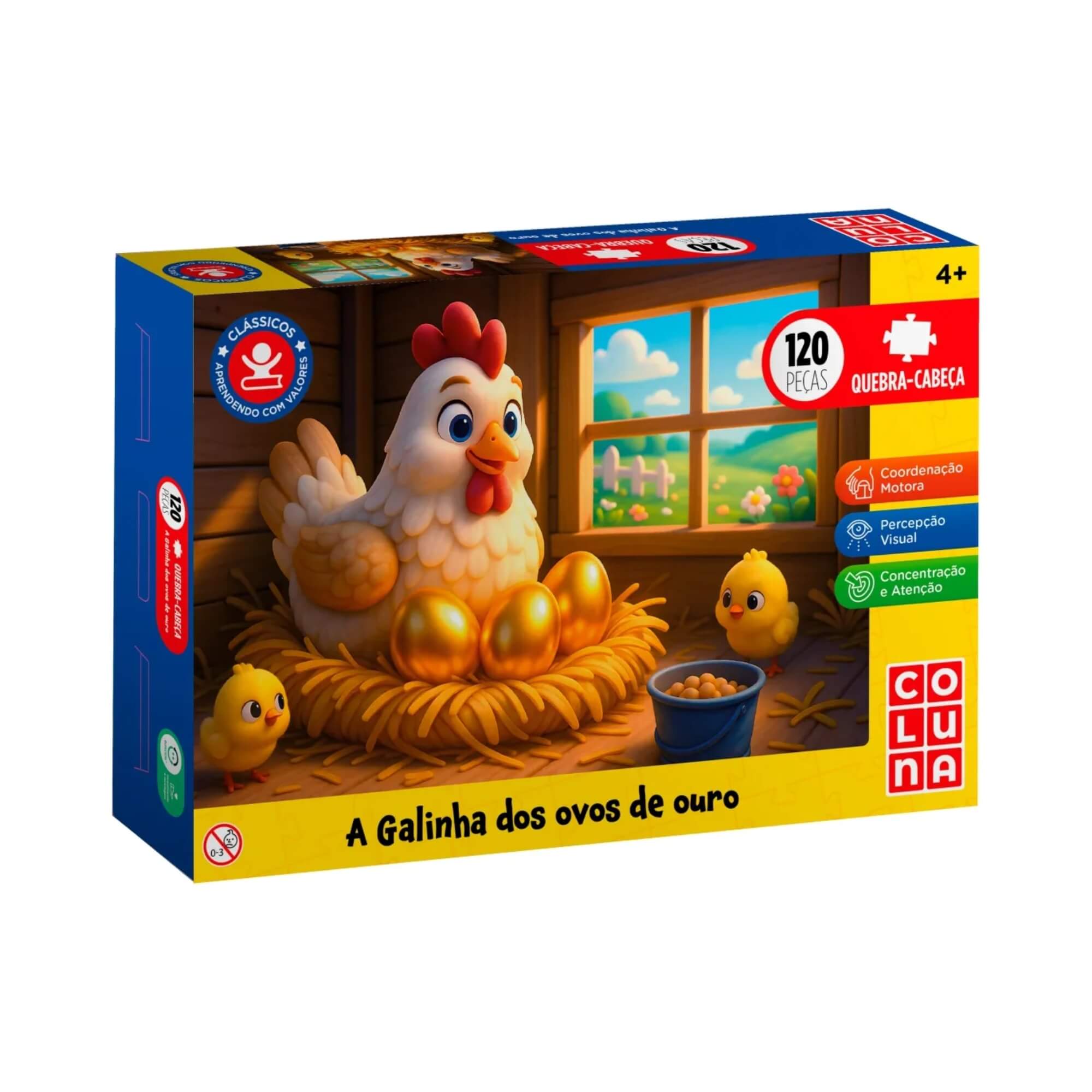 Quebra-Cabeça A Galinha dos Ovos de Ouro 120 peças Pais e Filhos - 793980-1