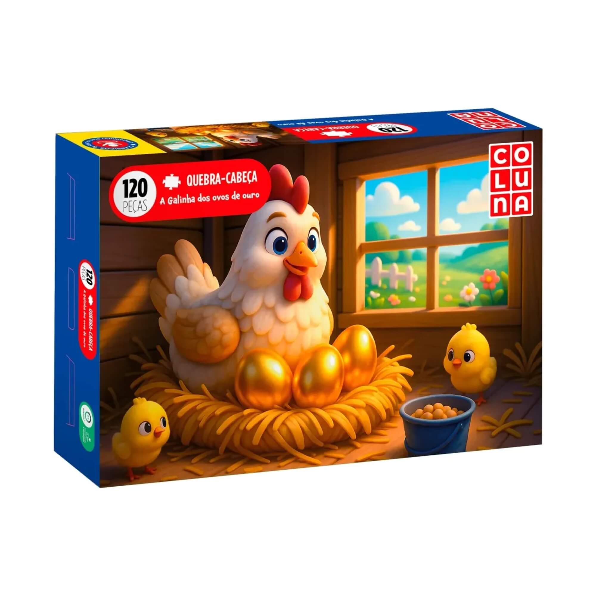 Quebra-Cabeça A Galinha dos Ovos de Ouro 120 peças Pais e Filhos - 793980-1