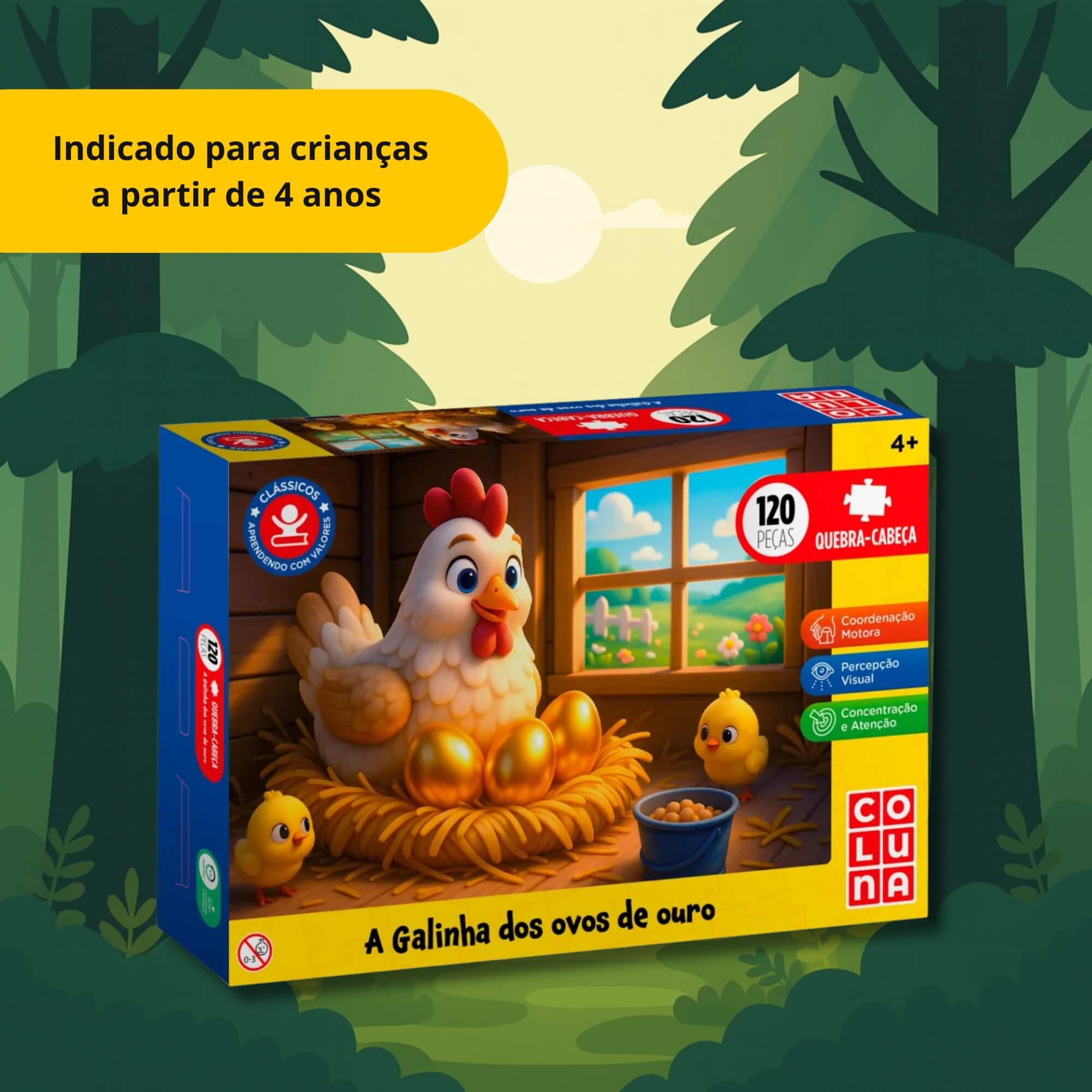 Quebra-Cabeça A Galinha dos Ovos de Ouro 120 peças Pais e Filhos - 793980-1