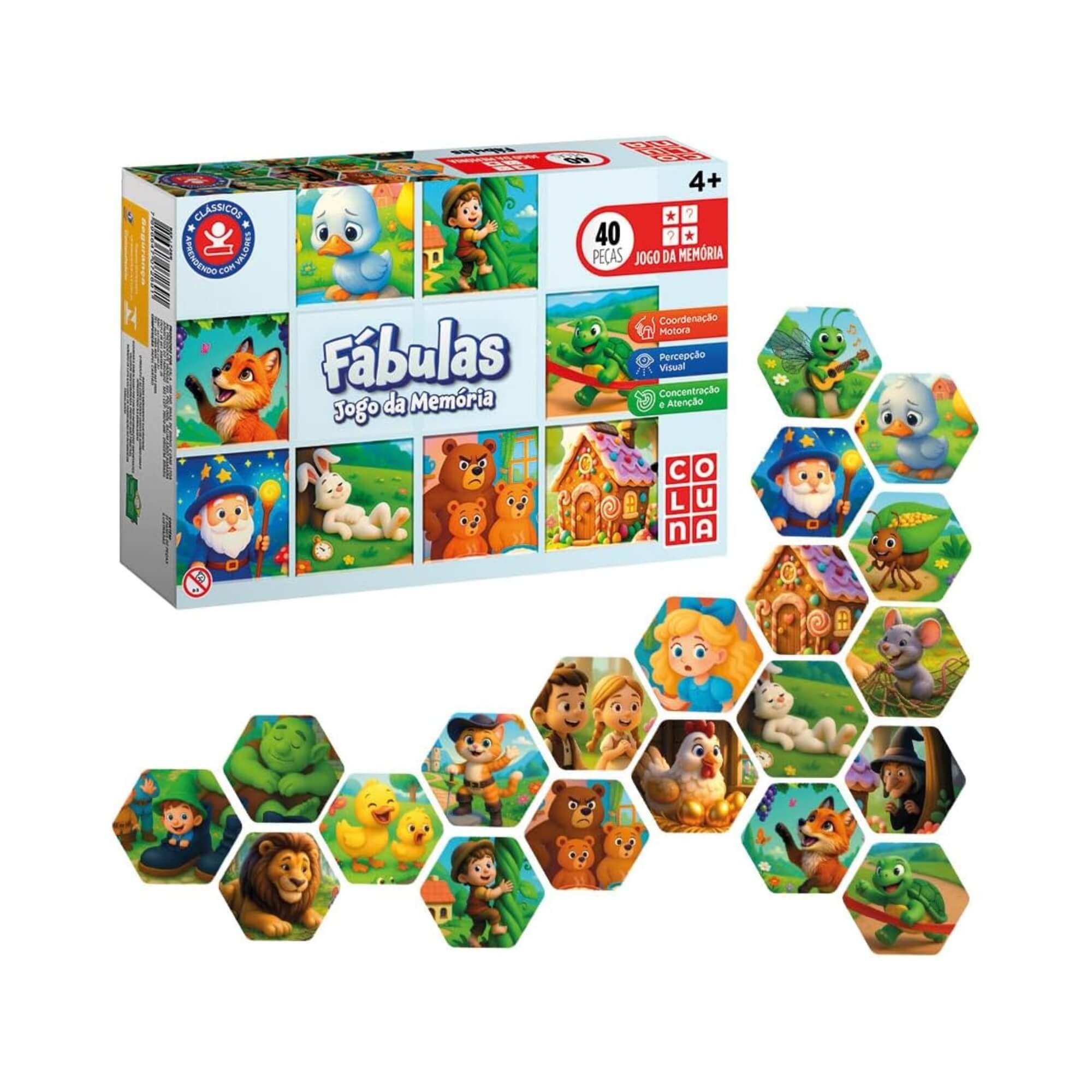 Jogo da Memória Fábulas 40 peças Pais e Filhos - 793987-1