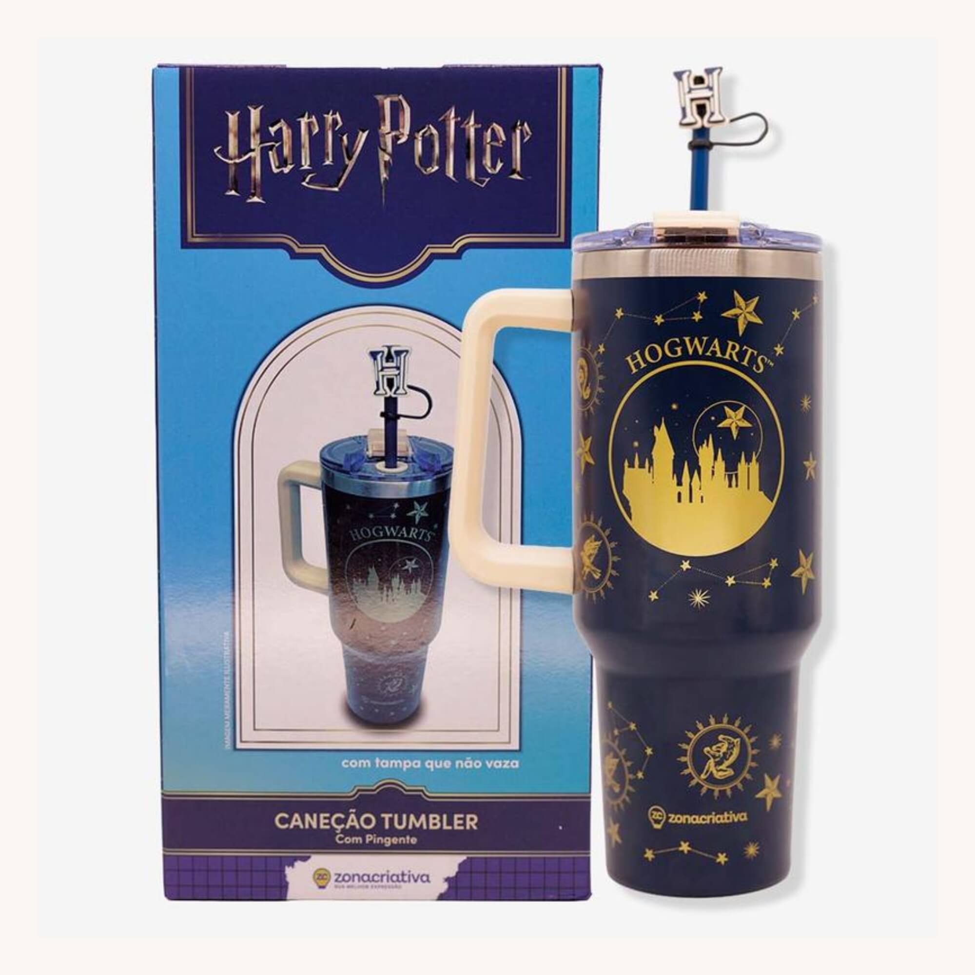 Canecão Tumbler c/ Pingente 1,15L Hogwarts Casas Zona Criativa - 10026555