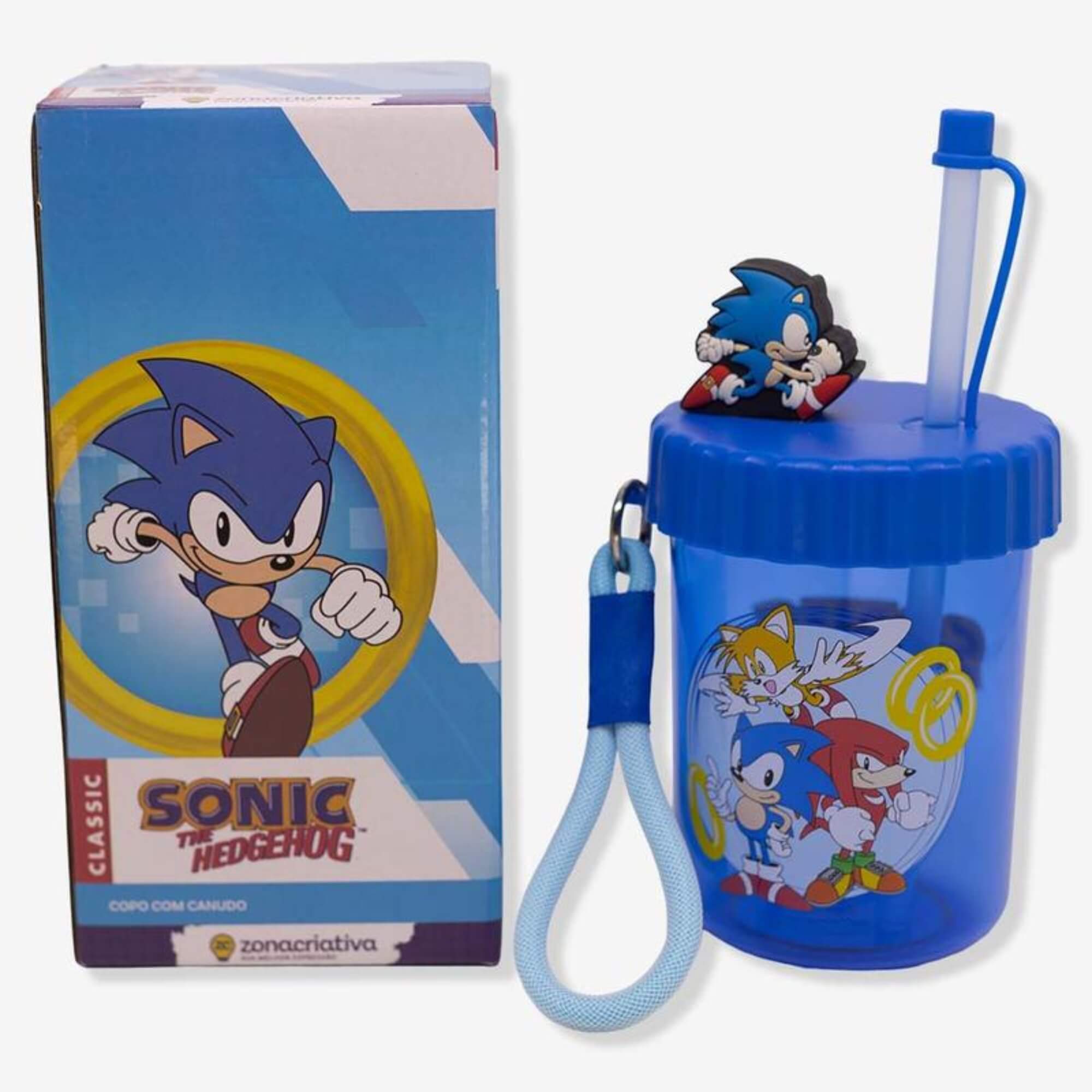 Copo Canudo Flip 500ml Sonic Zona Criativa - 10026560