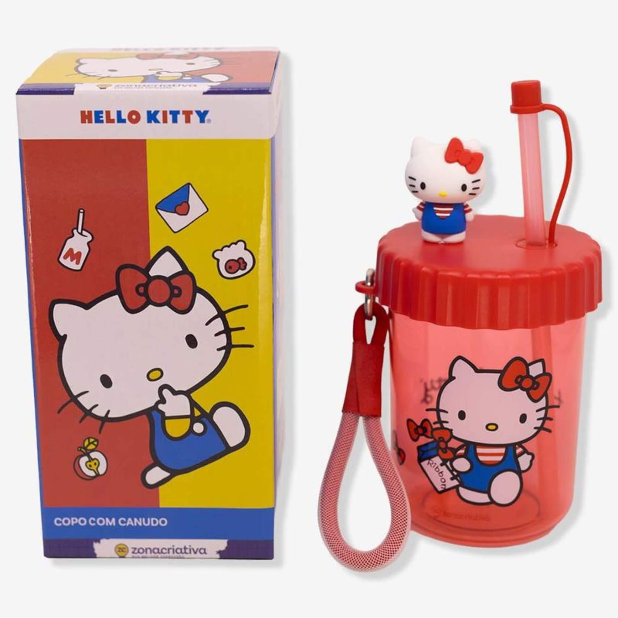 Copo Canudo Flip 500ml Hello Kitty Zona Criativa - 10026566
