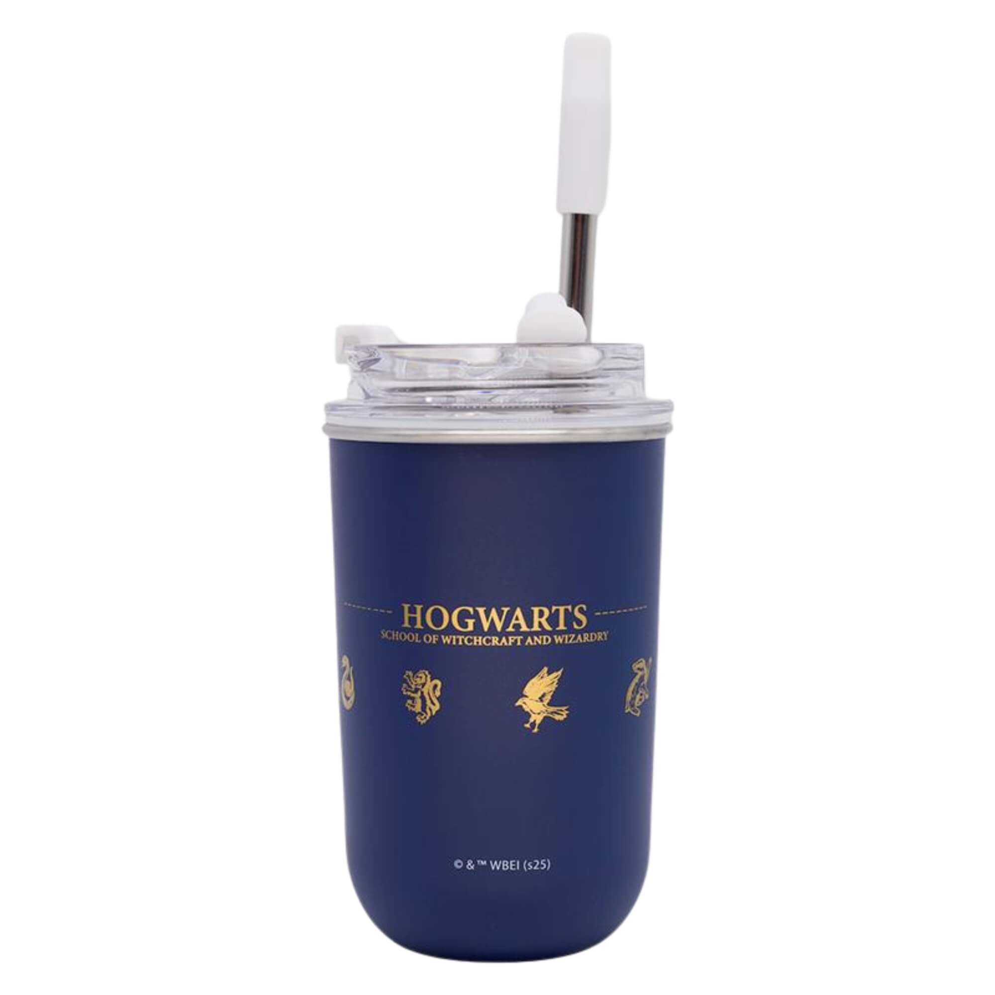 Copo Neo com Canudo 300ml Hogwarts Blue Zona Criativa - 10026749