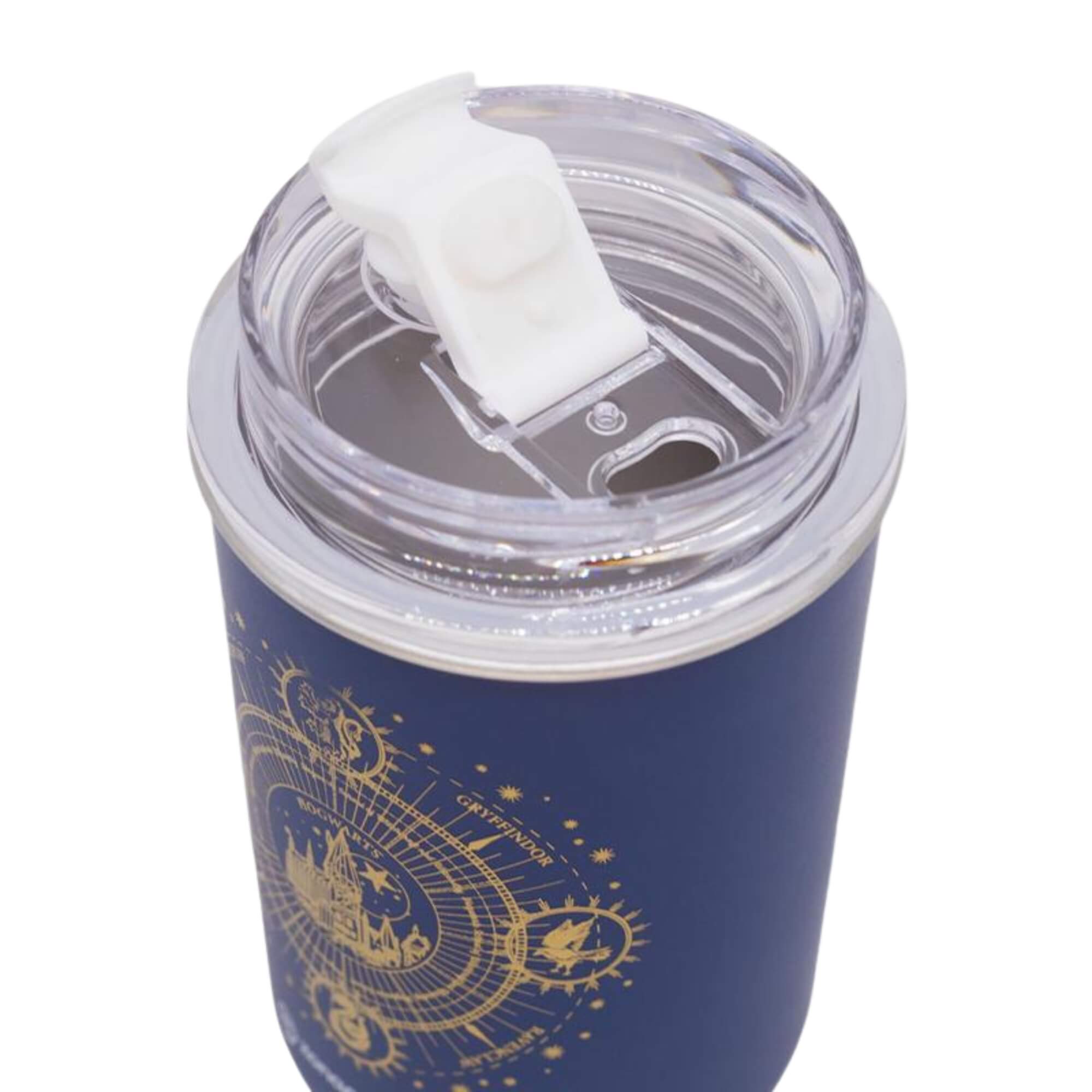 Copo Neo com Canudo 300ml Hogwarts Blue Zona Criativa - 10026749