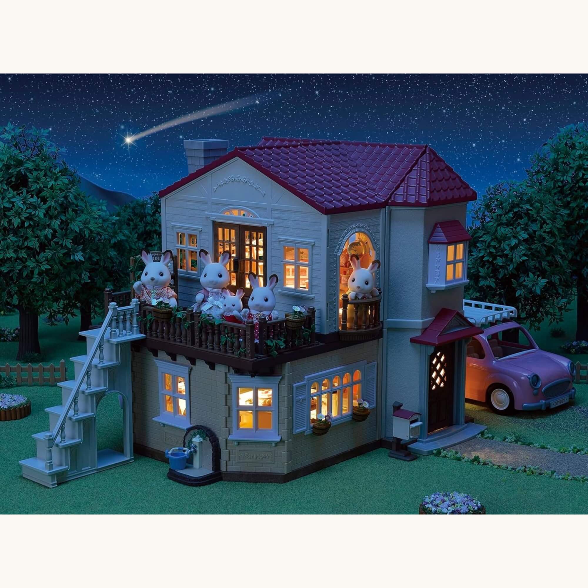 Brinquedo Casa Telhado Vermelho com Luzes Sótão Secreto Sylvanian Families Epoch - 5708