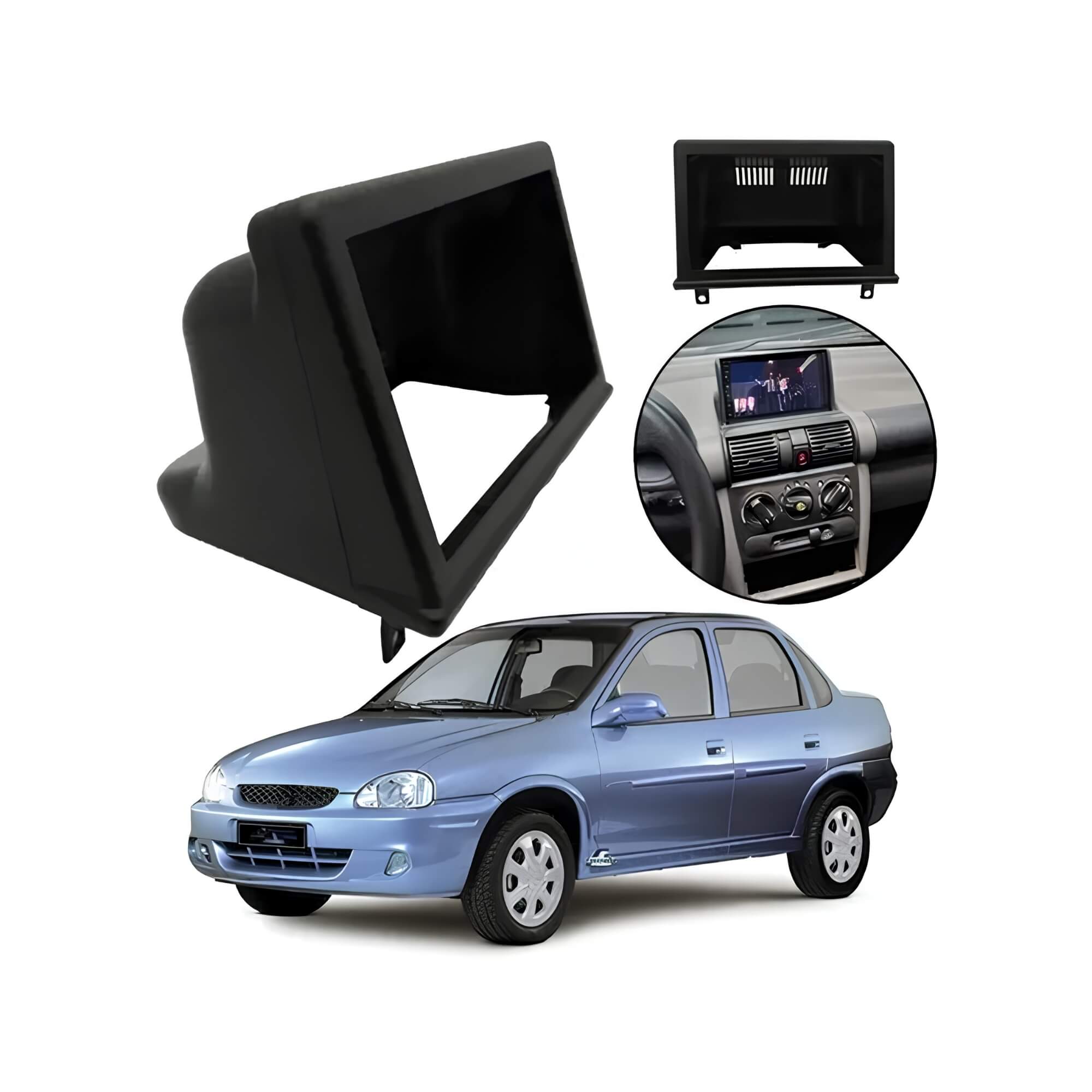 Moldura 2din Corsa 1ª Geração Hatch/Sedan/Classic (Somente para MP5) cor Preta Fiamon - 4210