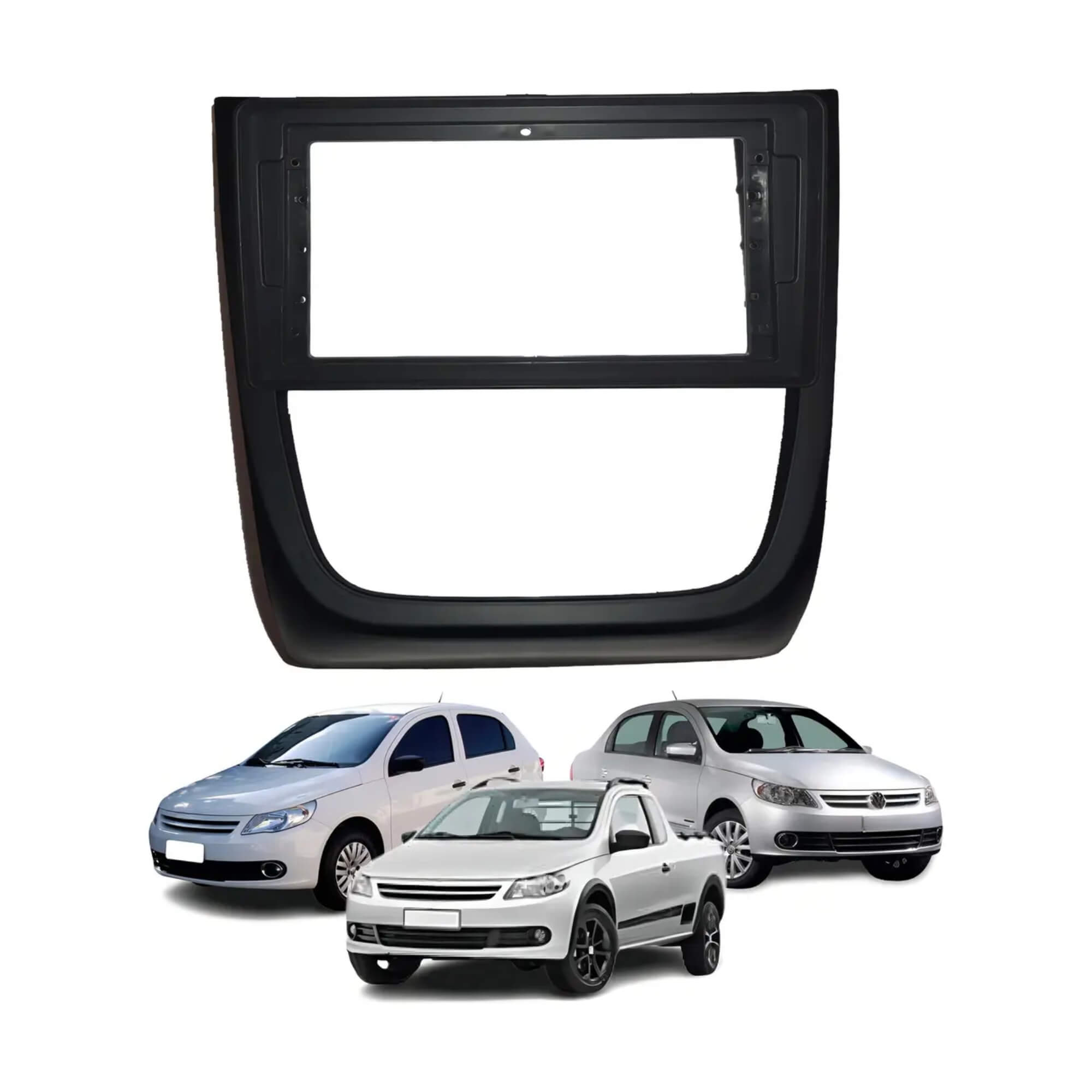 Moldura 9" Flutuante Gol G5, Saveiro, Voyage com suporte de 2 e 4 Botões cor Preta Fiamon - 5851