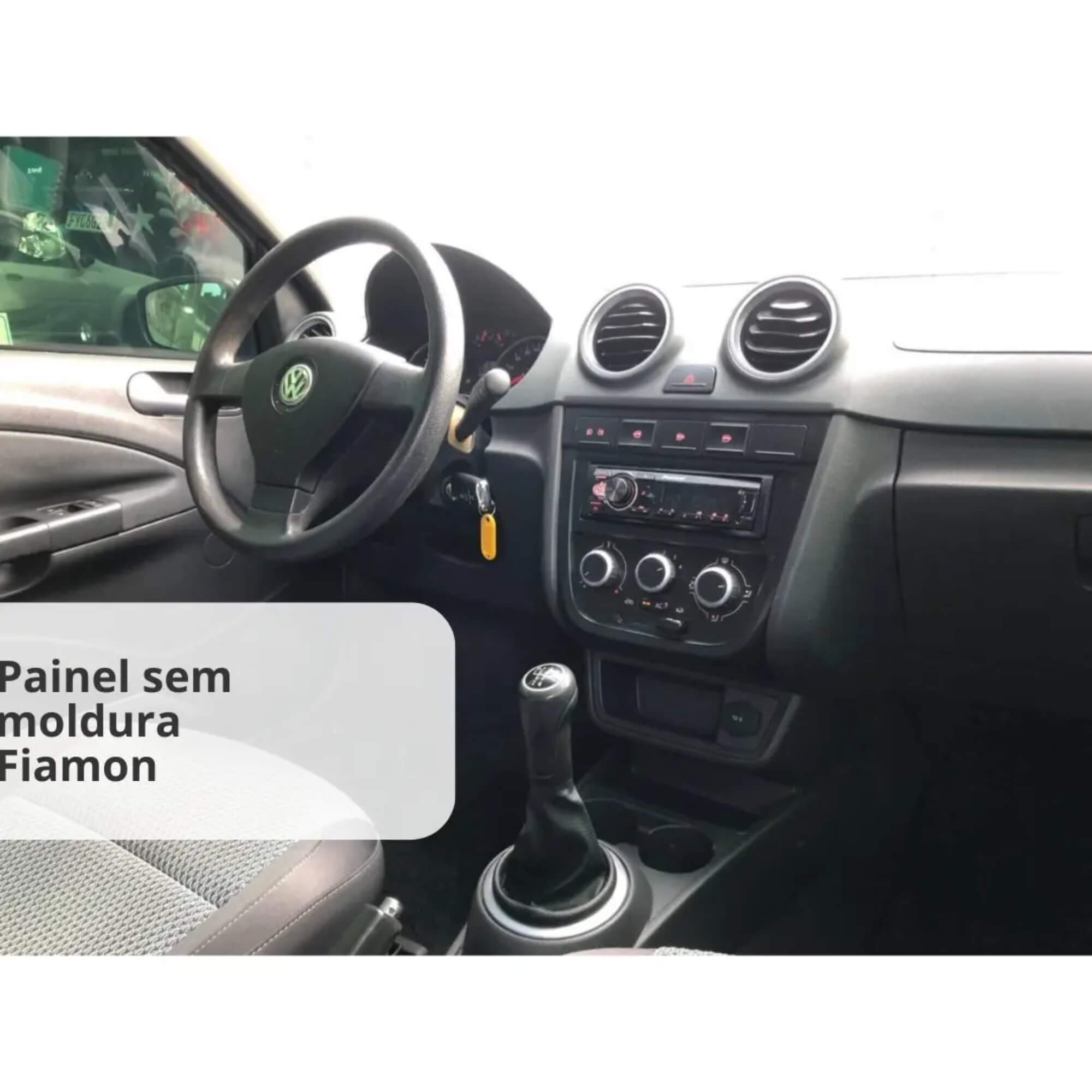 Moldura 9" Flutuante Gol G5, Saveiro, Voyage com suporte de 2 e 4 Botões cor Preta Fiamon - 5851