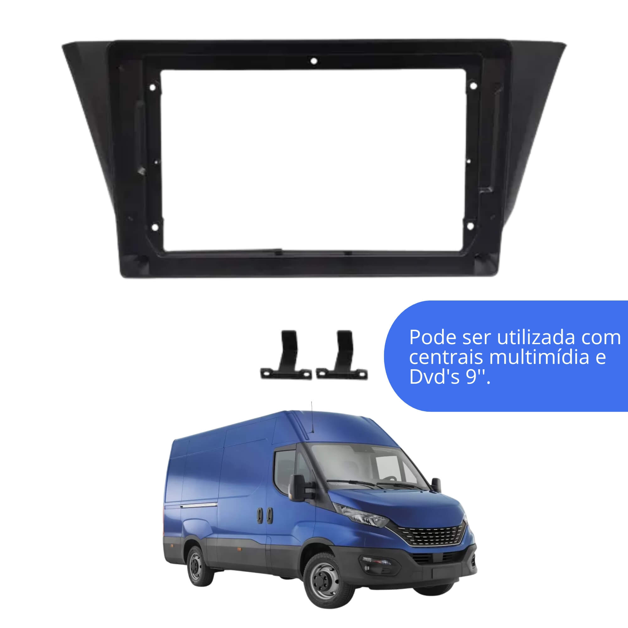 Moldura 9" Flutuante Iveco Daily 2020 Padrão Chinês cor Preta Fiamon - 5951