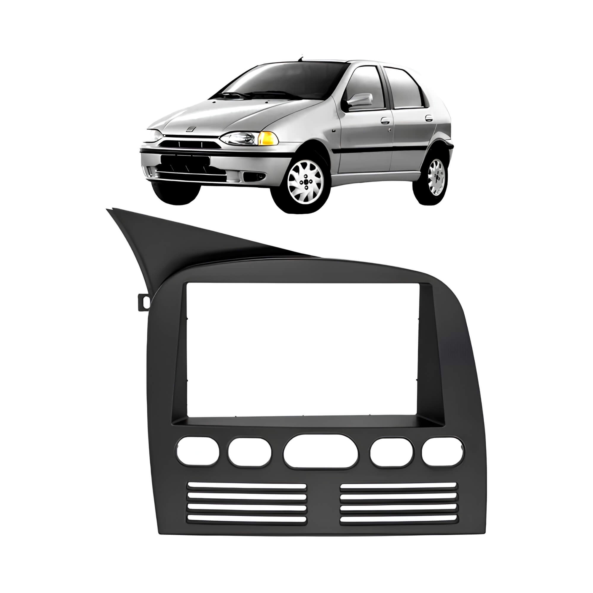 Moldura 2din 7" Fiat Palio, Siena, Strada, Weekend G1 cor Preta Padrão Ch/Jp Fiamon - 5966