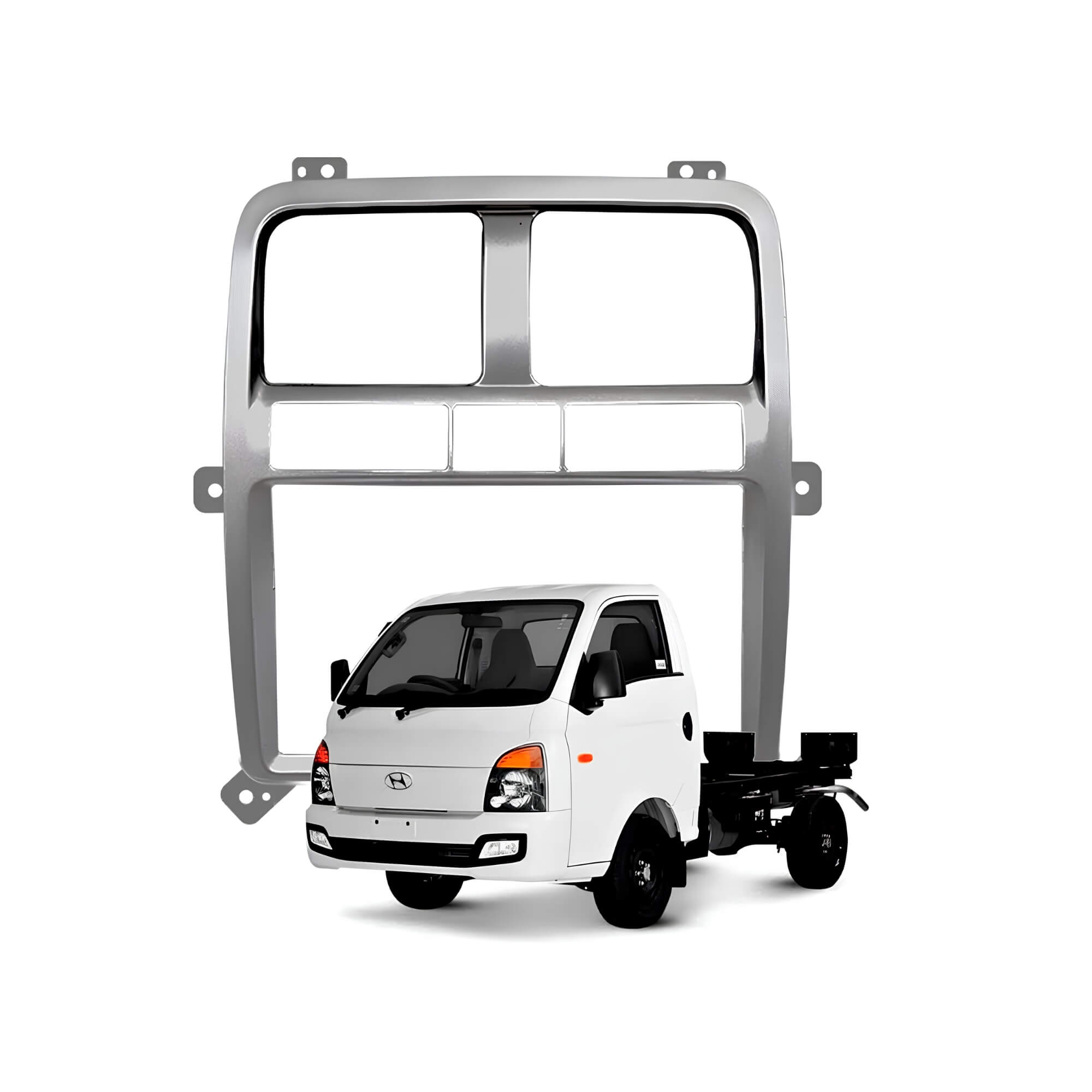 Moldura 7" 2Din Hyundai HR A partir de 2020 Ar Digital cor Prata Padrão Ch/JP Fiamon - 6032