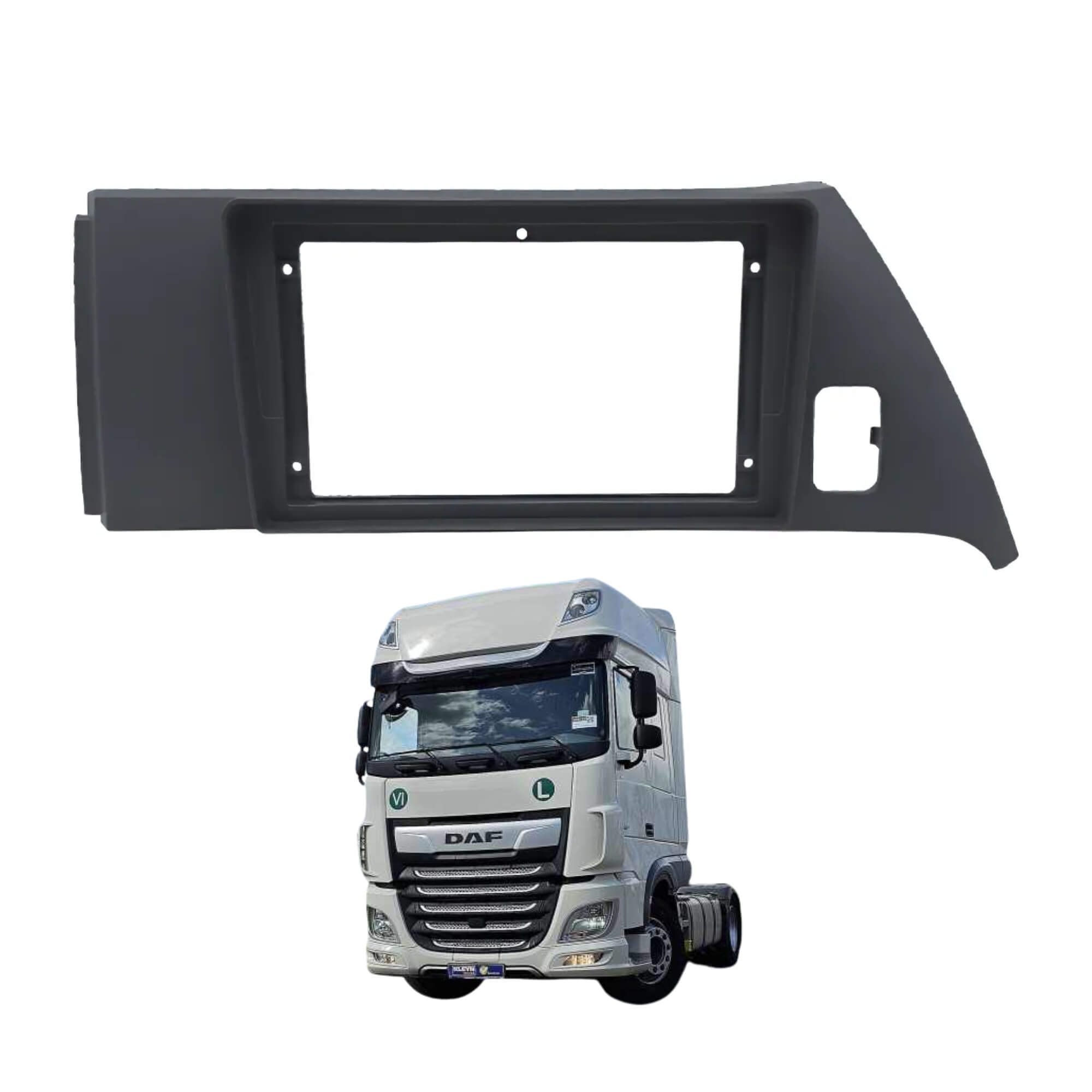 Moldura 9" Polegadas para Caminhão Daf Xf Euro 6 Cor Grafite Fiamon - 6108