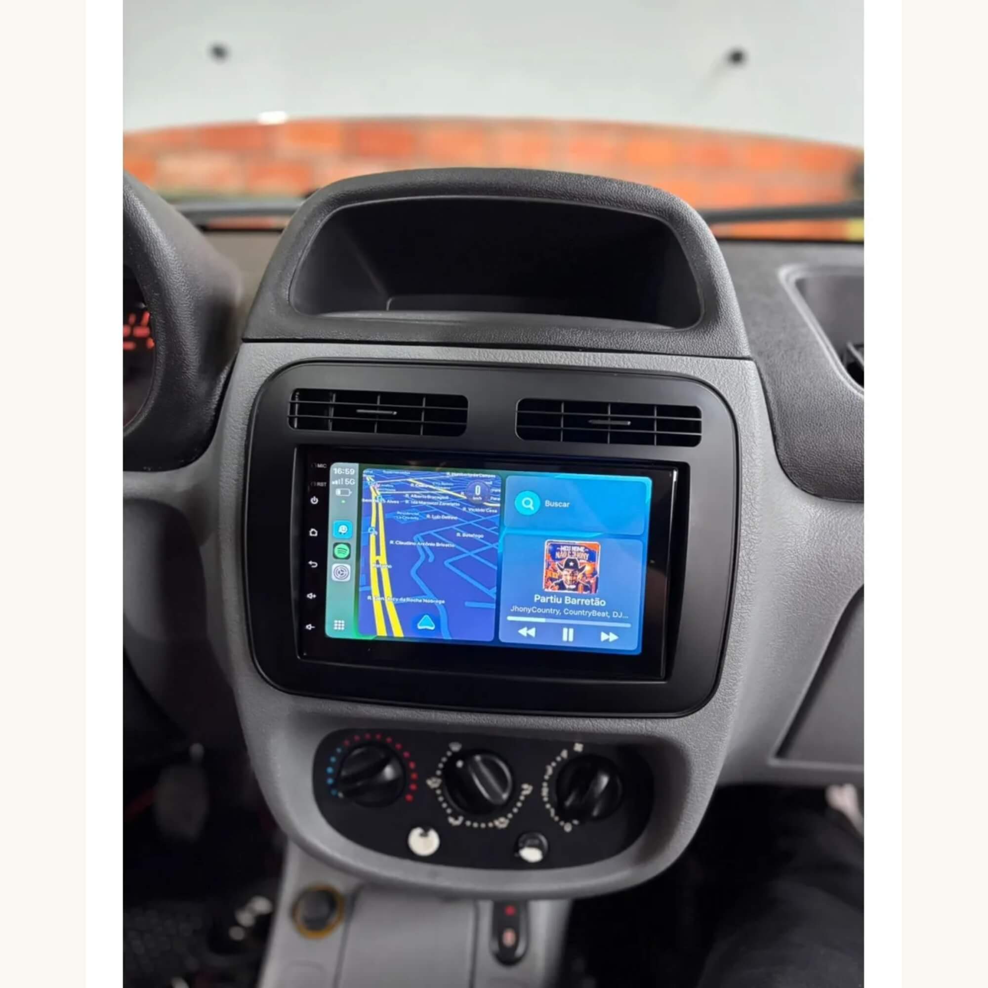 Moldura 2Din Renault Clio G2 98/12 e G3 13/16 Padrão Ch/Jp cor Preta Fiamon - 6139