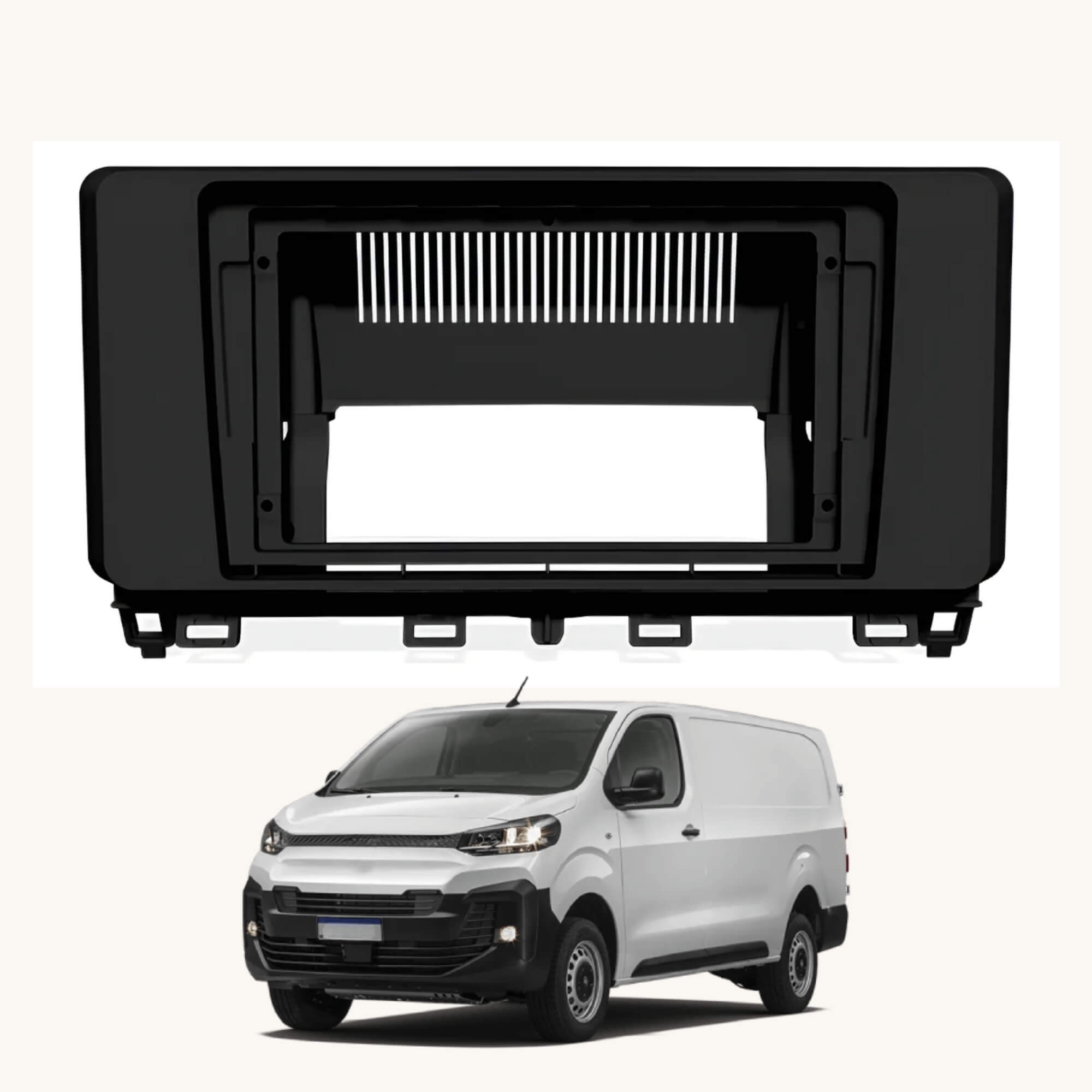 Moldura 9" Pol Peugeot Expert, Citroen Jumpy, Fiat Scudo 2025 em diante cor Preta Fiamon - 6180