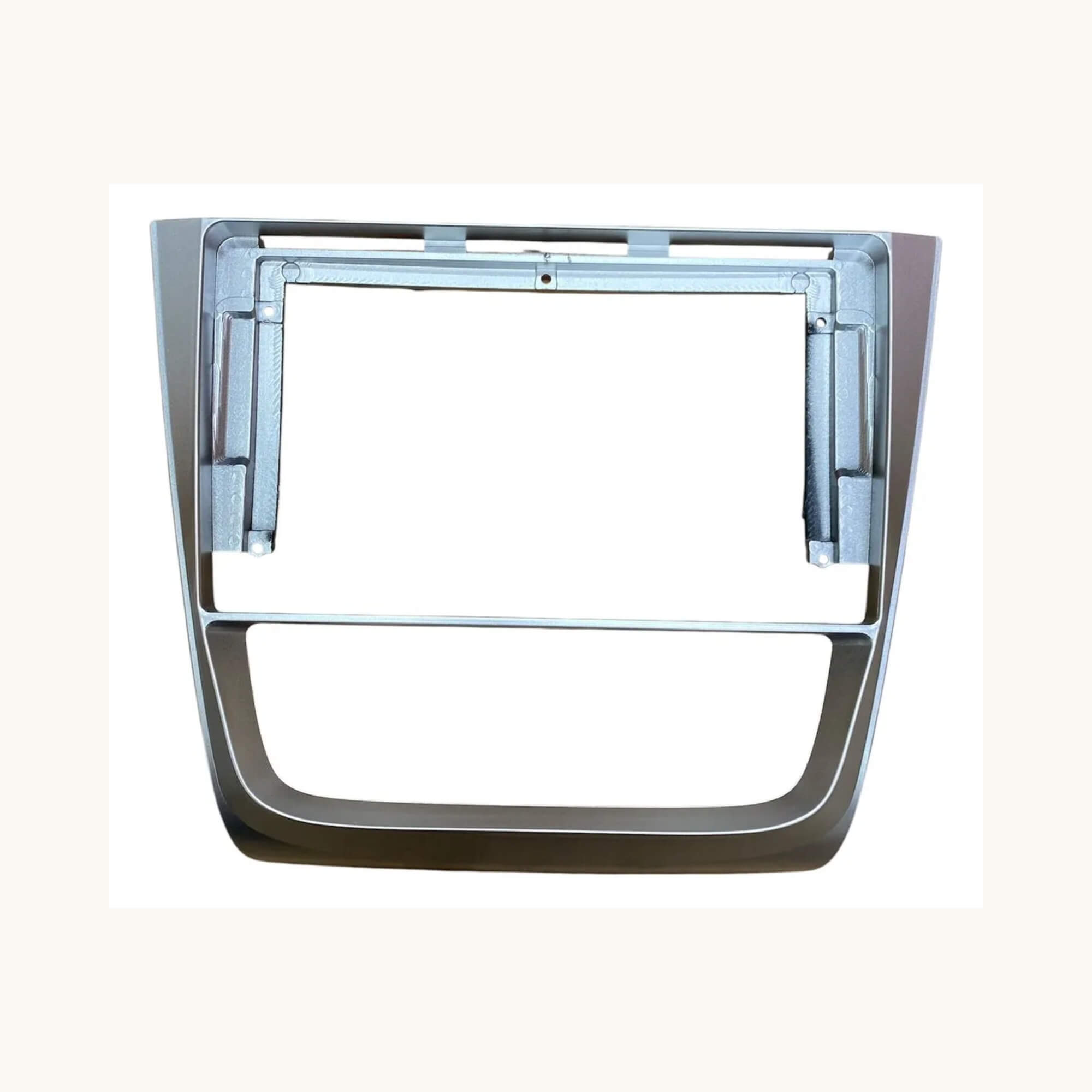 Moldura 9" Polegadas G6 Gol Voyage Saveiro 2013 a 2016 Prata c/ Suporte para Botões Fiamon - 6196